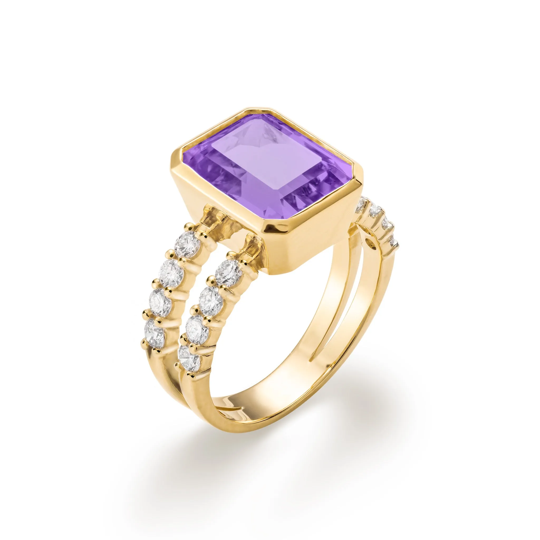 Warren Vertical Amethyst Ring with Diamonds in 14k Gold (February) sold by Haverhill product image thumbnail 4
