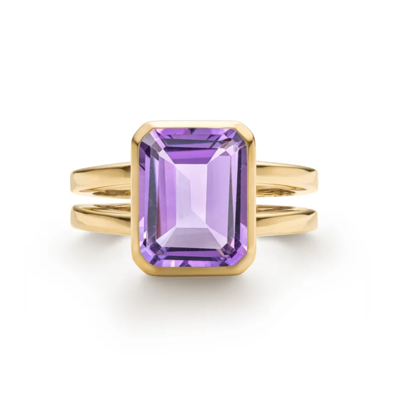 Warren Vertical Amethyst Ring in 14k Gold (February) sold by Haverhill
