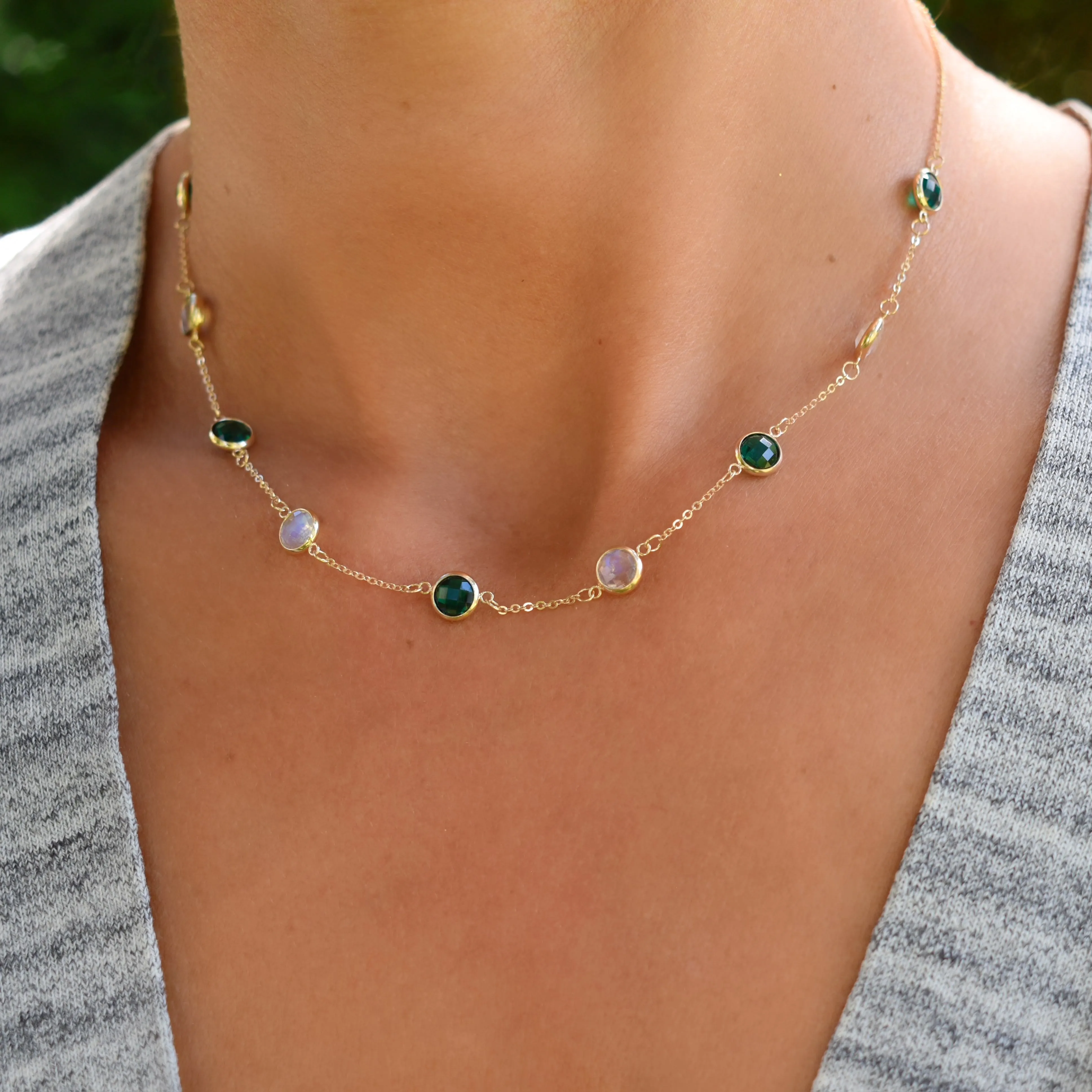 Grand 9 Birthstone Necklace in 14k Gold sold by Haverhill product image thumbnail 3