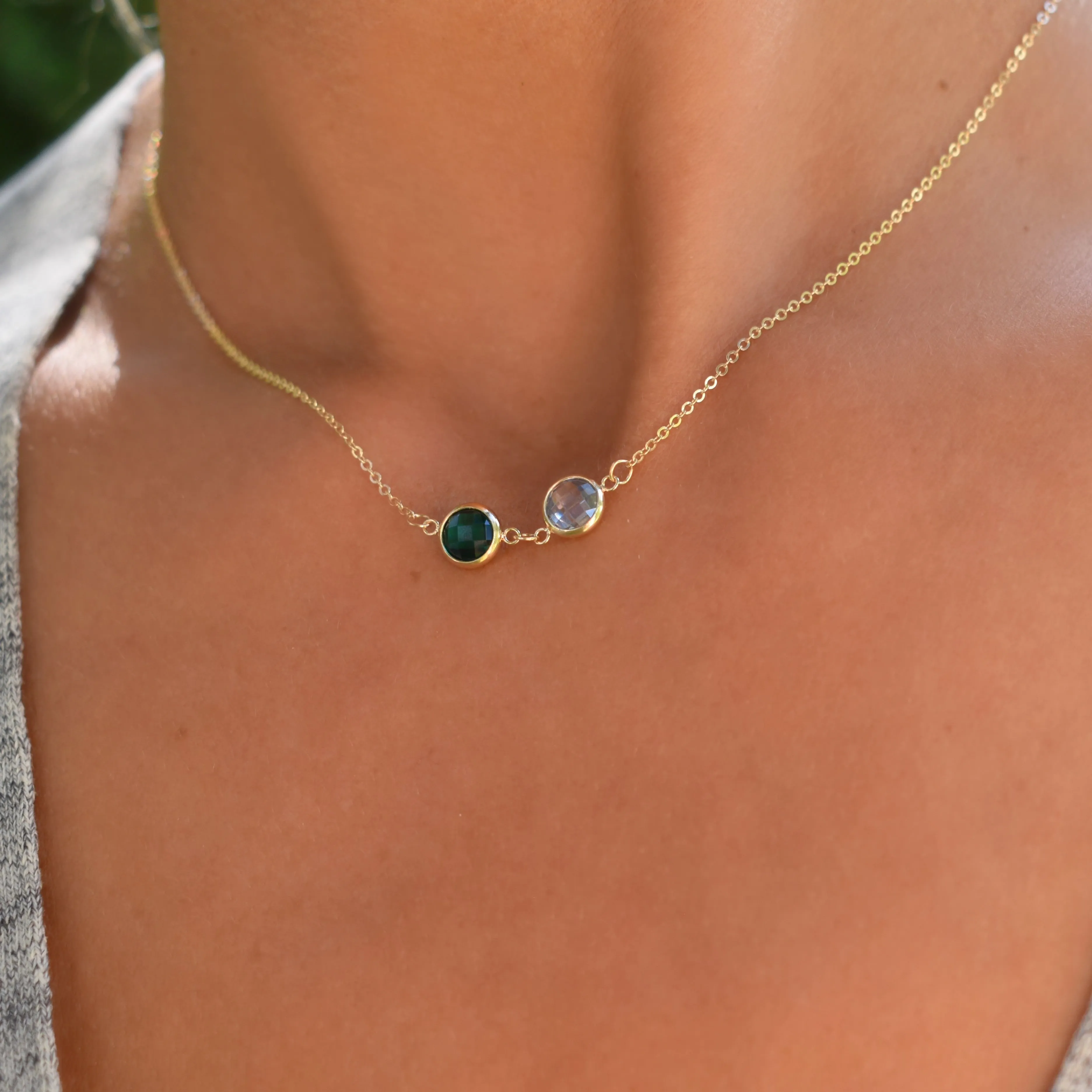 Grand 2 Connected Birthstone Necklace in 14k Gold sold by Haverhill product image thumbnail 3
