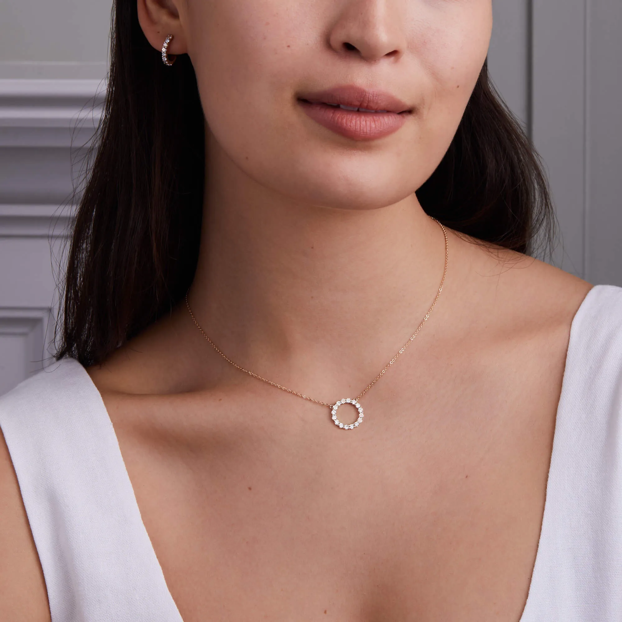 Rosecliff Circle Diamond Necklace in 14k Gold (April) sold by Haverhill product image thumbnail 2