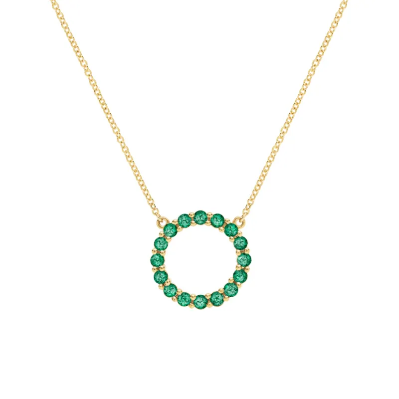 Rosecliff Circle Emerald Necklace in 14k Gold (May) sold by Haverhill
