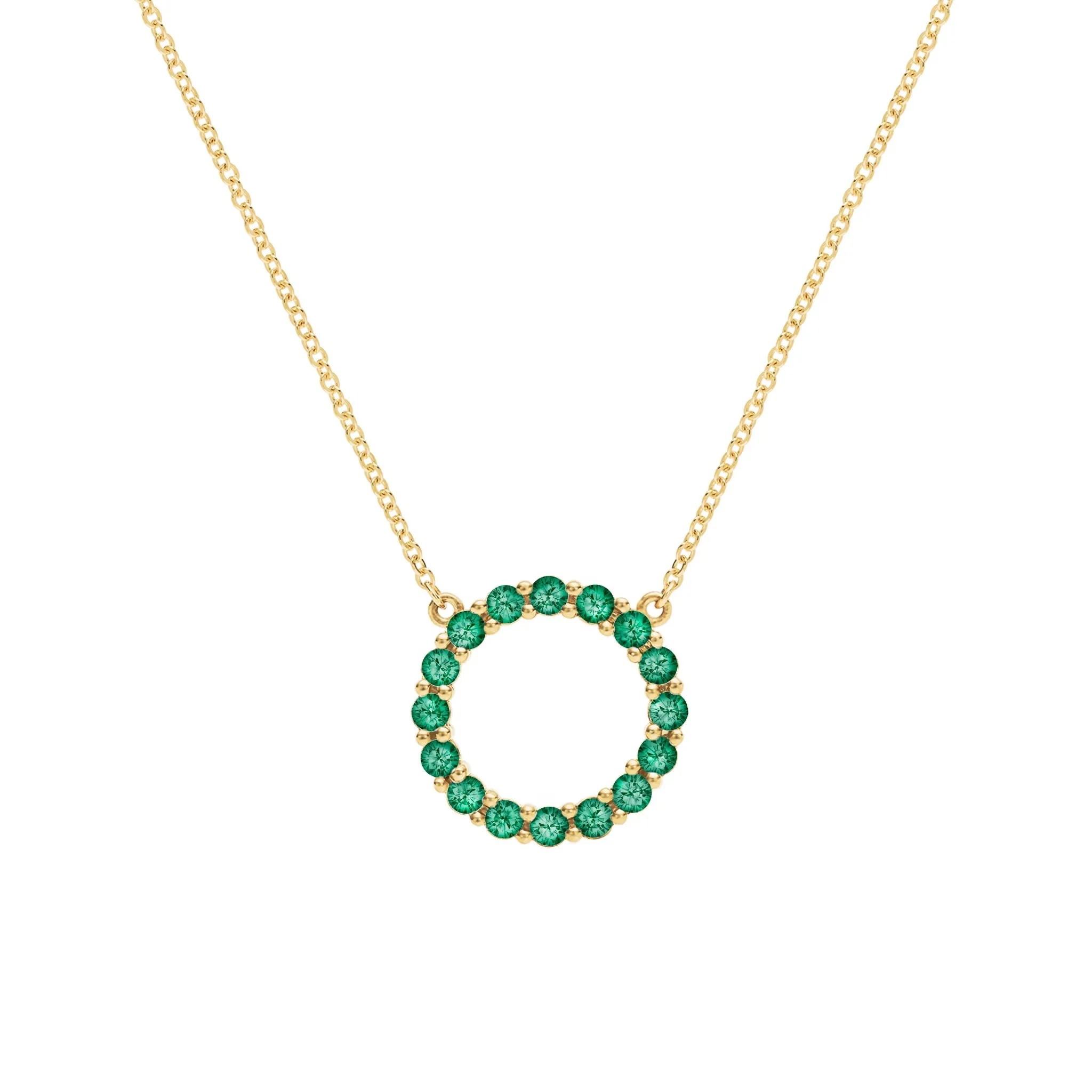 Rosecliff Circle Emerald Necklace in 14k Gold (May) sold by Haverhill