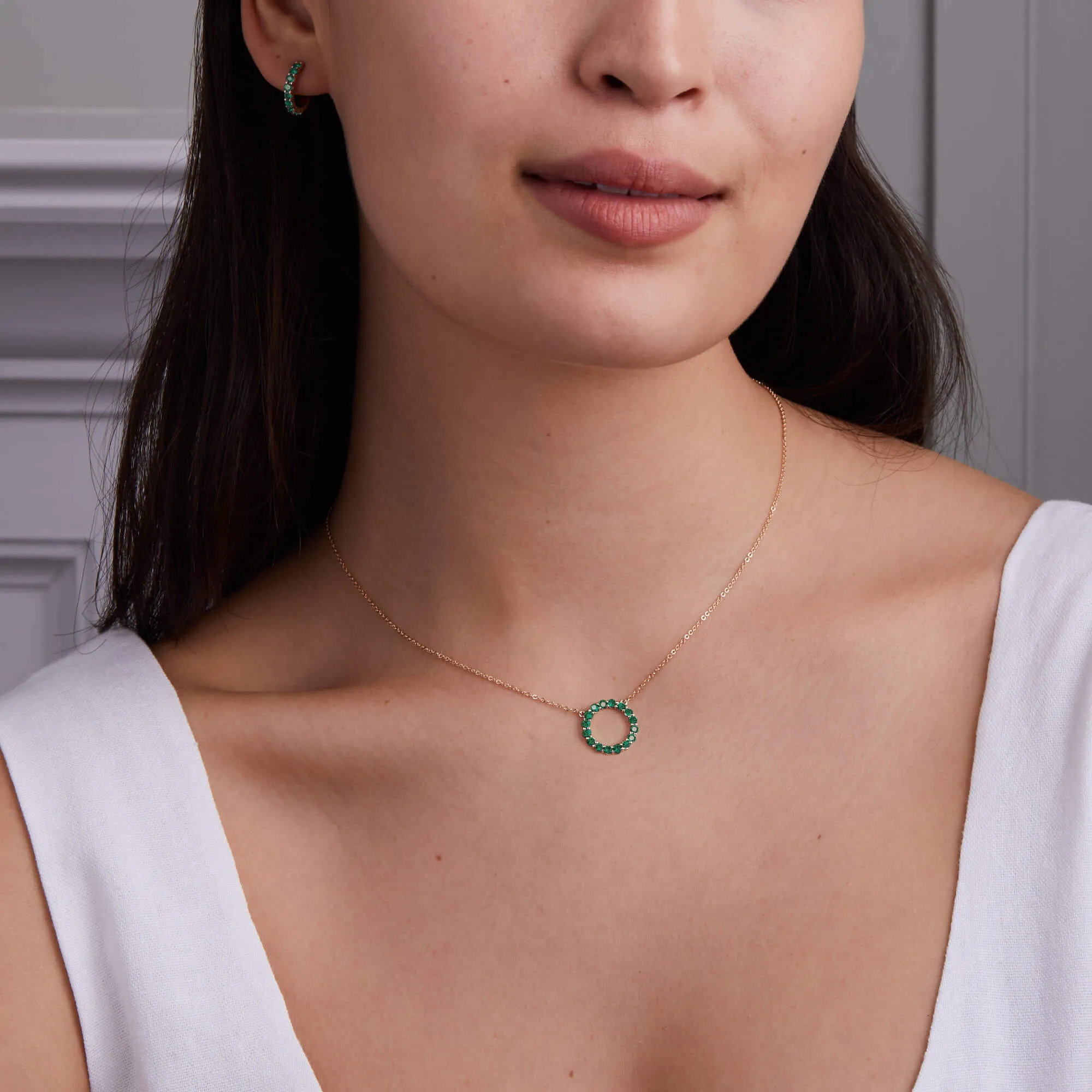 Rosecliff Circle Emerald Necklace in 14k Gold (May) sold by Haverhill product image thumbnail 2