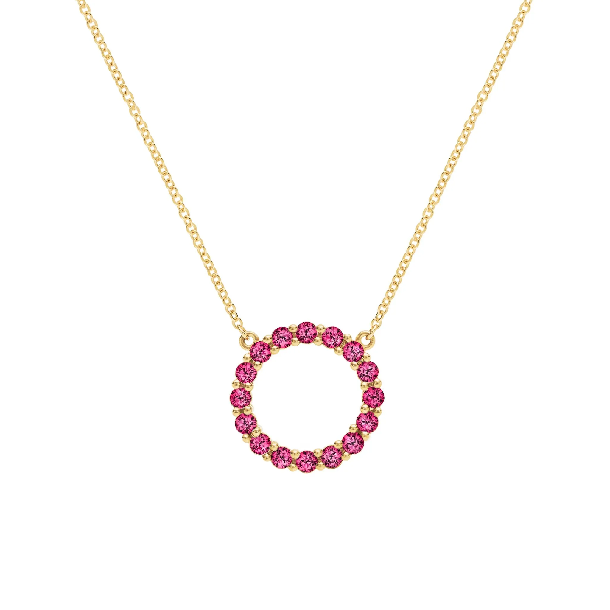 Rosecliff Circle Ruby Necklace in 14k Gold (July) sold by Haverhill