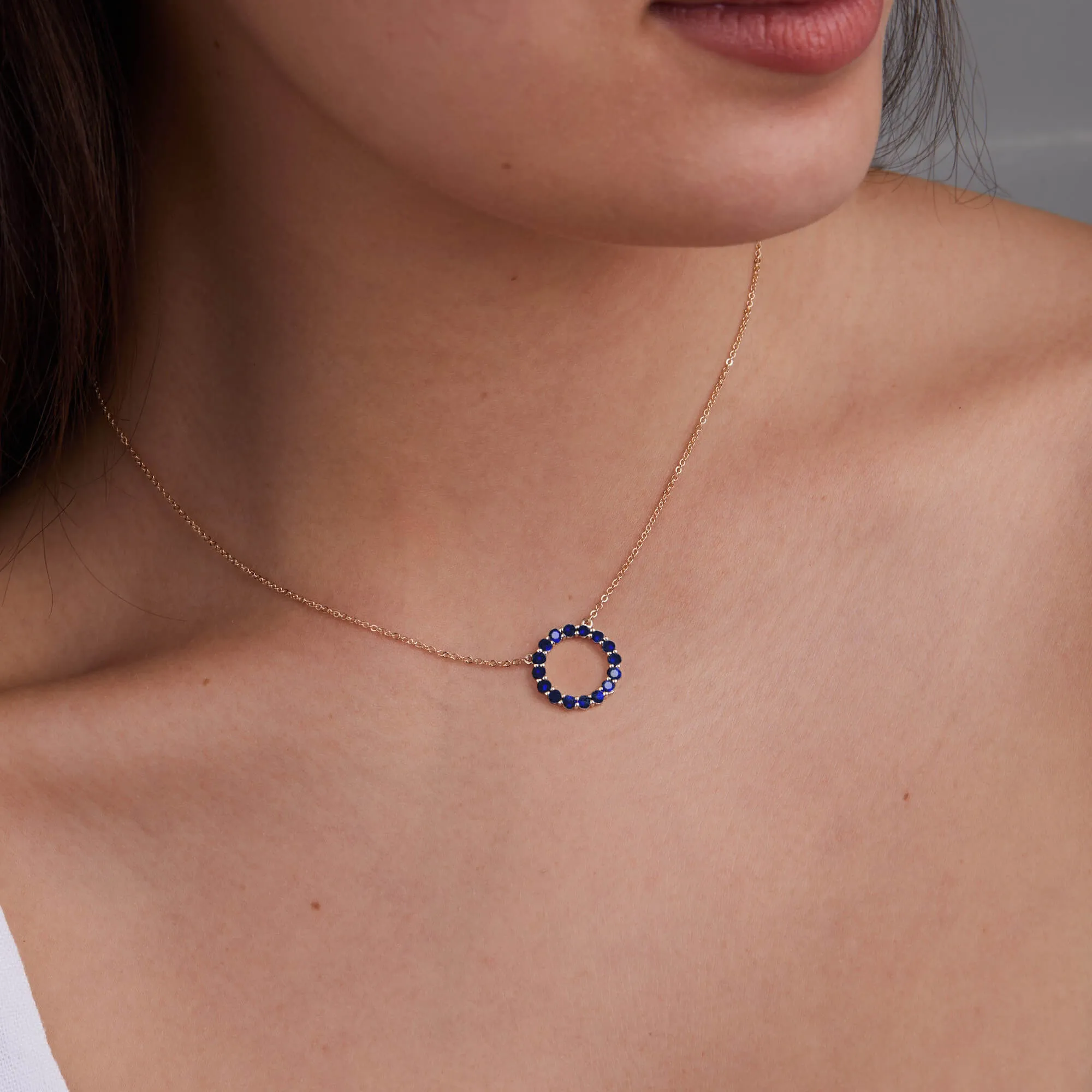 Rosecliff Circle Sapphire Necklace in 14k Gold (September) sold by Haverhill product image thumbnail 3