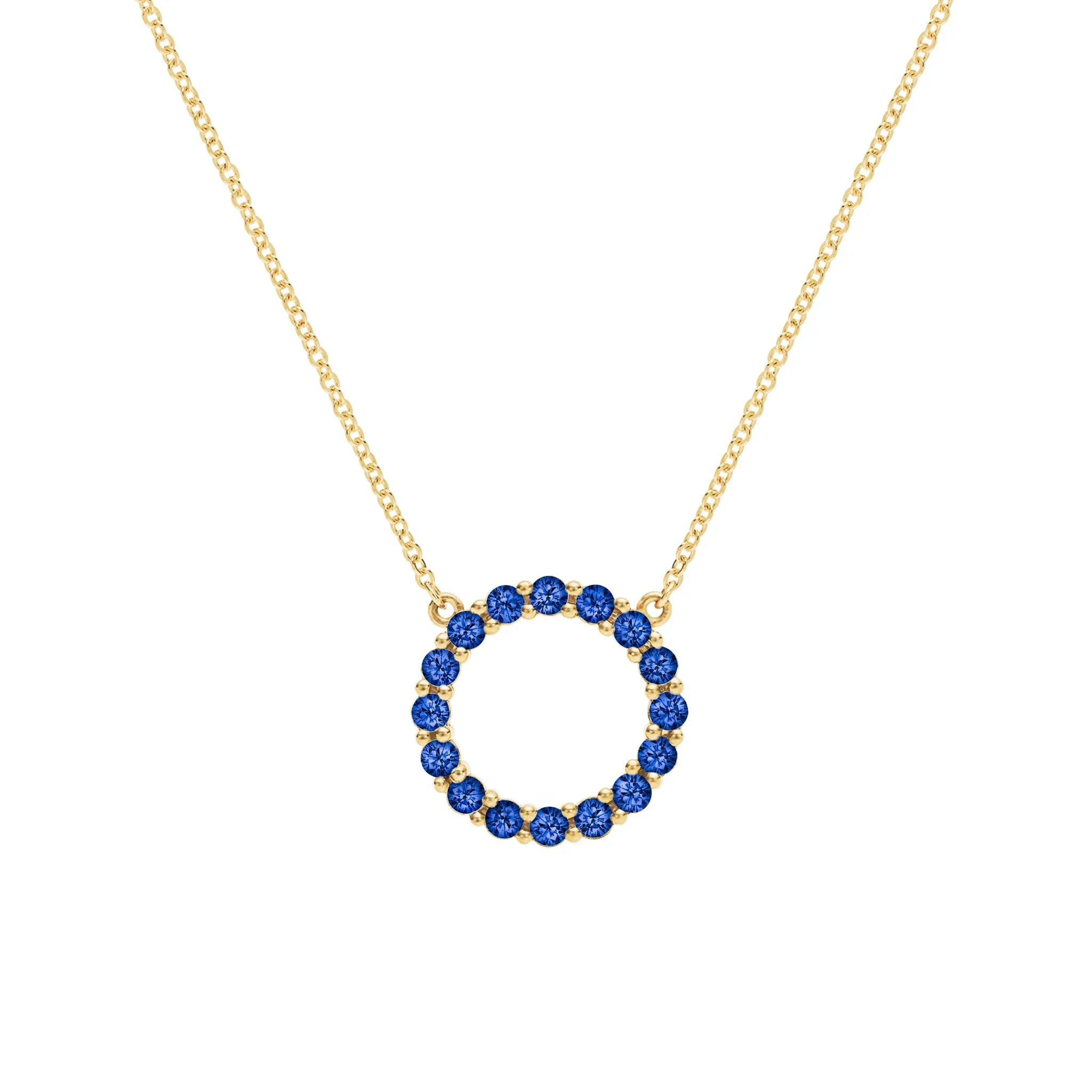 Rosecliff Circle Sapphire Necklace in 14k Gold (September) sold by Haverhill