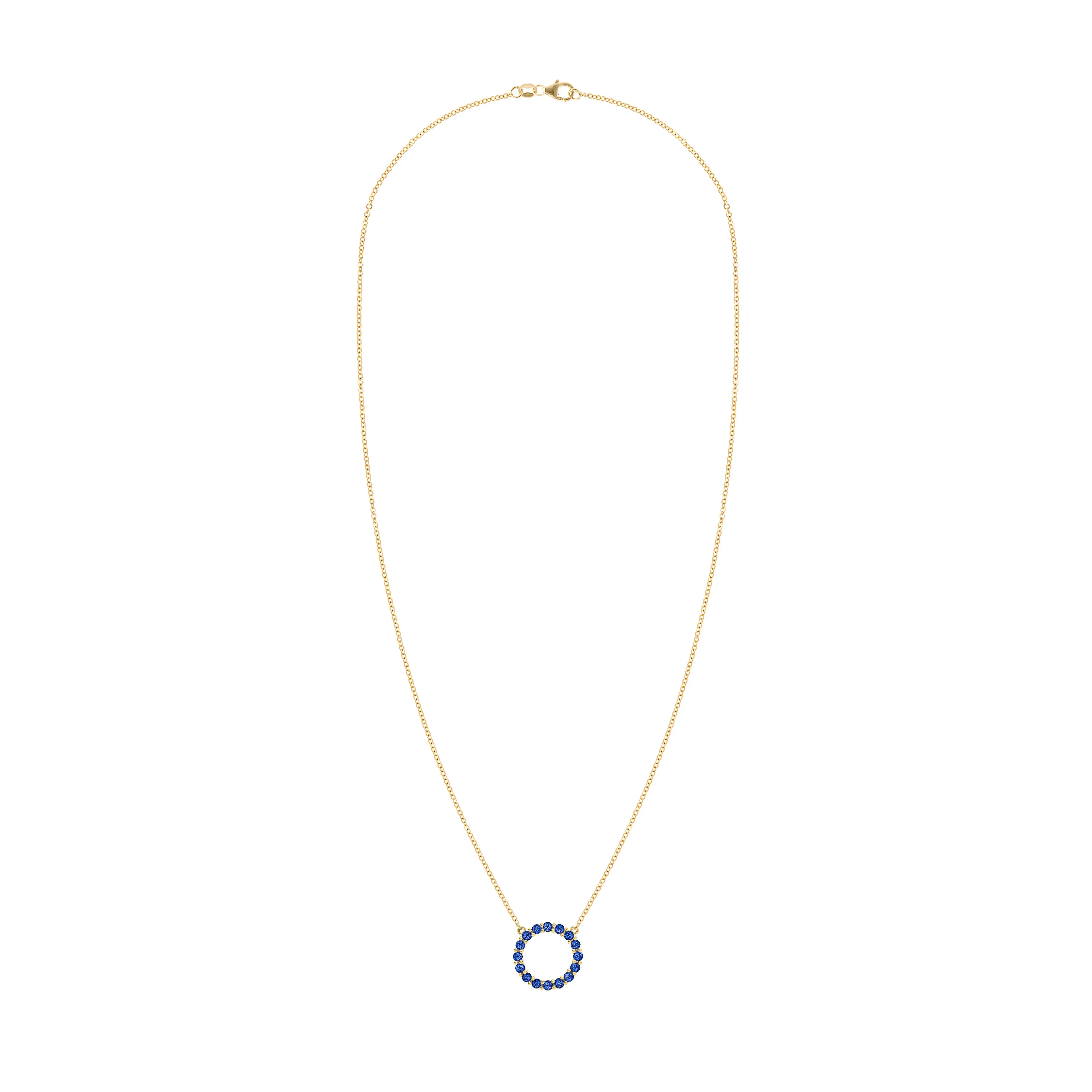 Rosecliff Circle Sapphire Necklace in 14k Gold (September) sold by Haverhill product image thumbnail 5