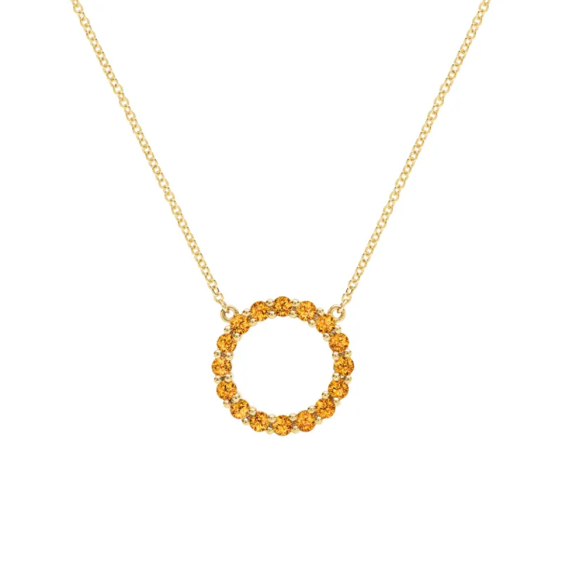 Rosecliff Circle Citrine Necklace in 14k Gold (November) sold by Haverhill