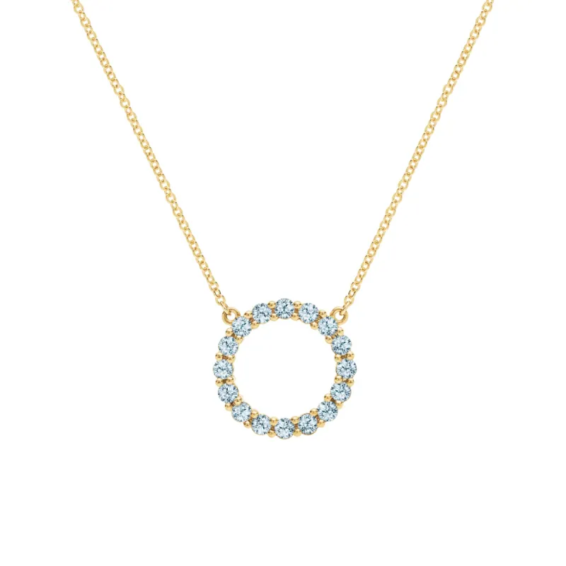 Rosecliff Circle Nantucket Blue Topaz Necklace in 14k Gold (December) sold by Haverhill