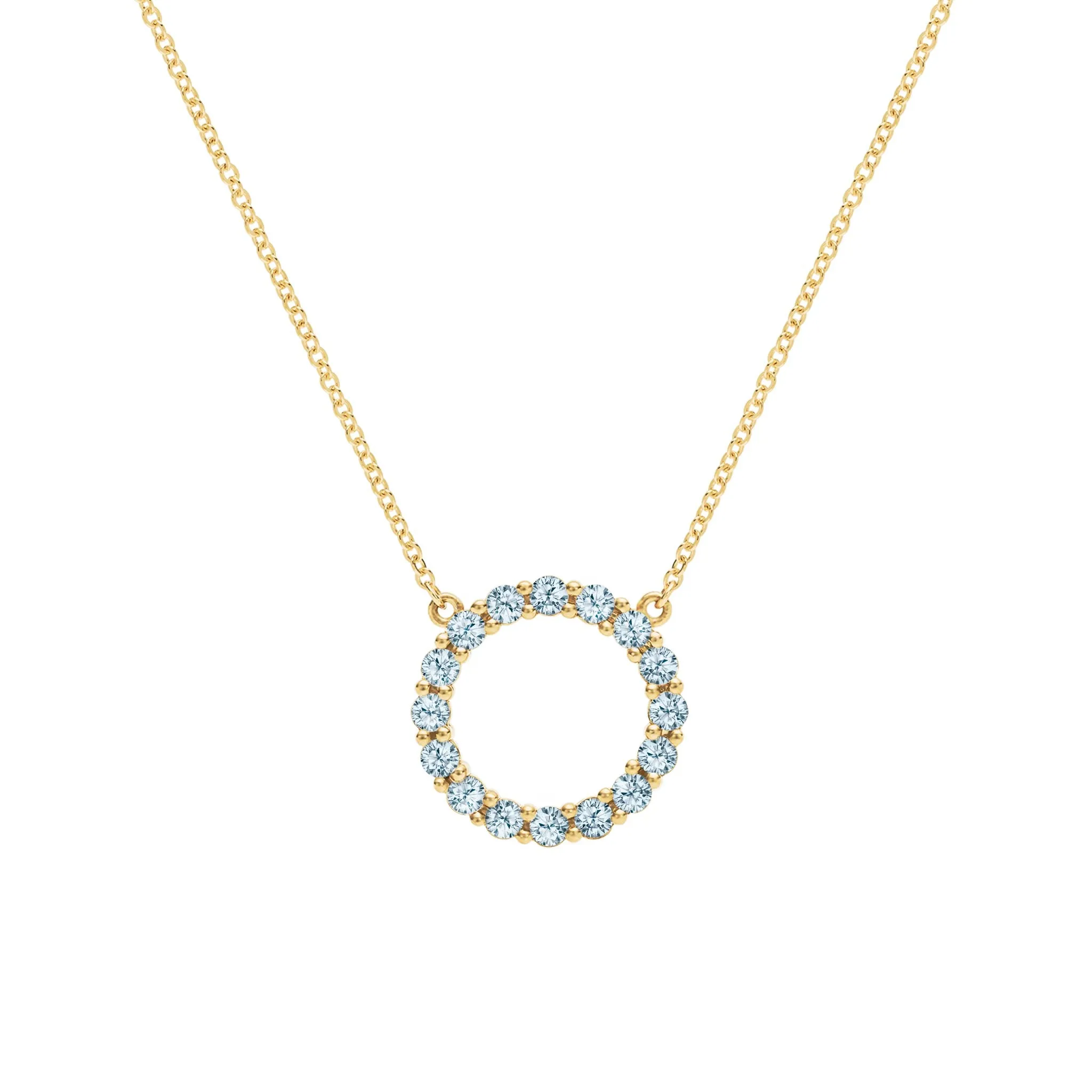 Rosecliff Circle Nantucket Blue Topaz Necklace in 14k Gold (December) sold by Haverhill