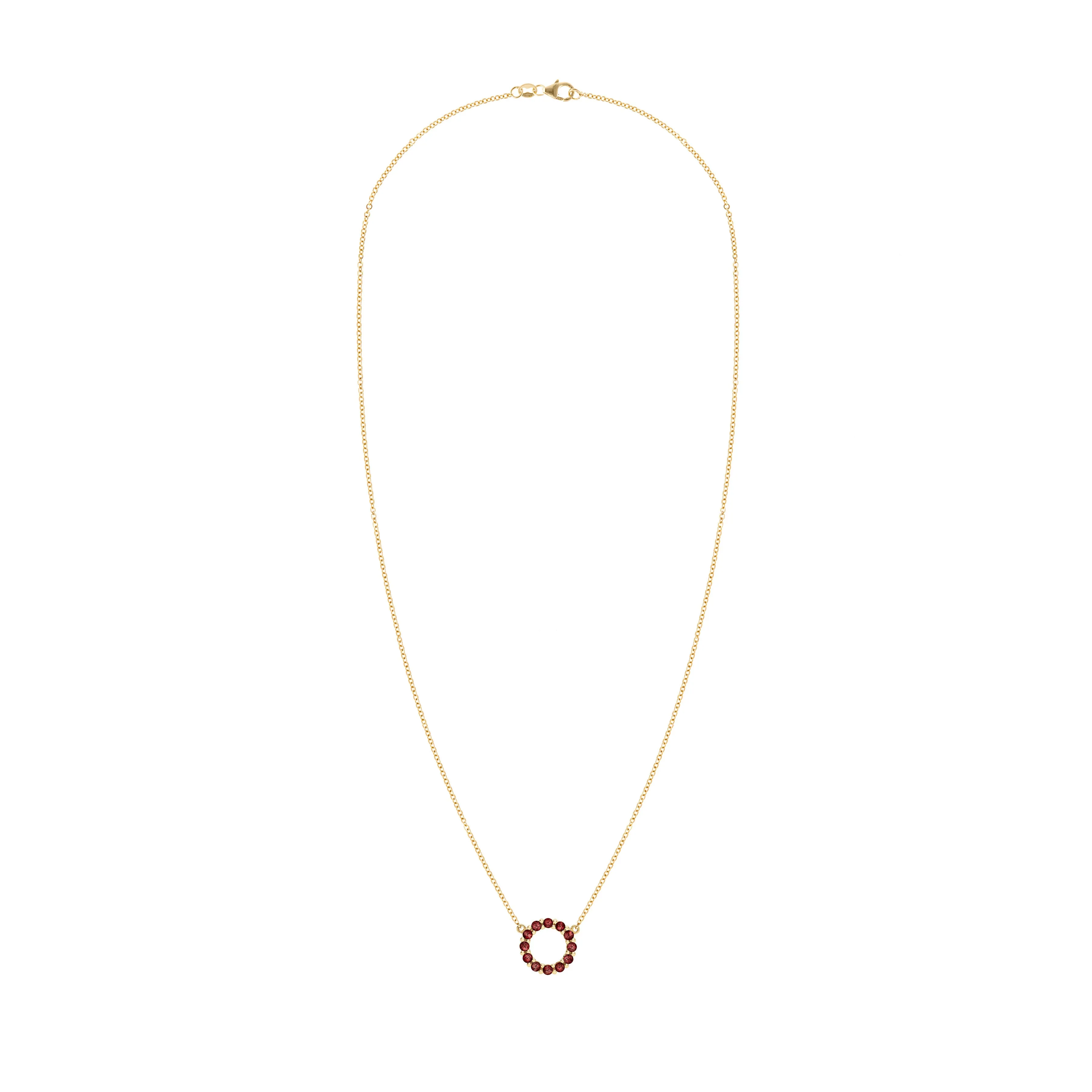 Rosecliff Small Circle Garnet Necklace in 14k Gold (January) sold by Haverhill product image thumbnail 5