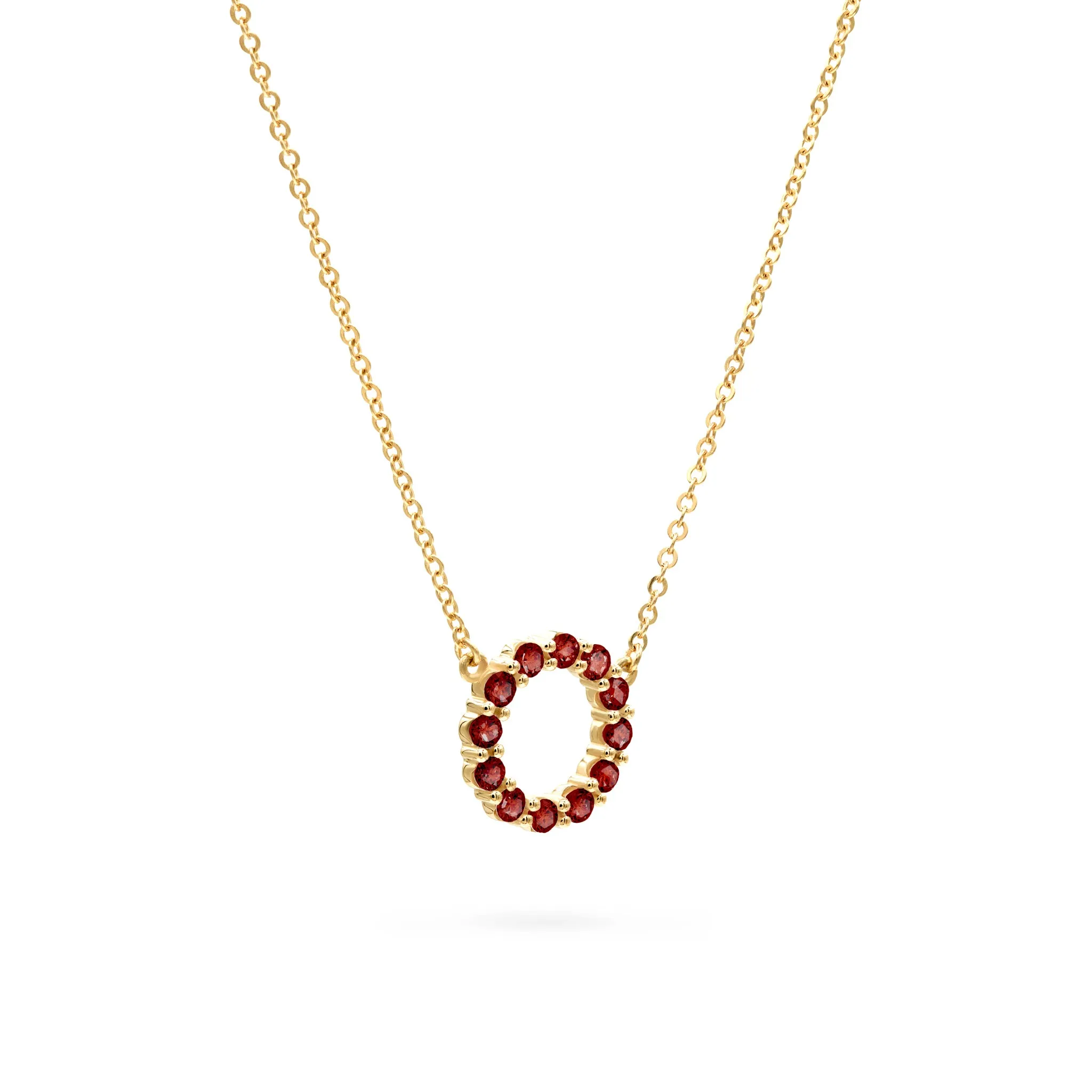 Rosecliff Small Circle Garnet Necklace in 14k Gold (January) sold by Haverhill product image thumbnail 4