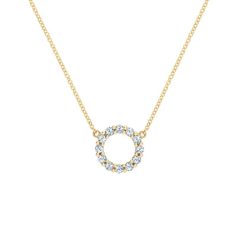 Rosecliff Small Circle Aquamarine Necklace in 14k Gold (March) sold by Haverhill