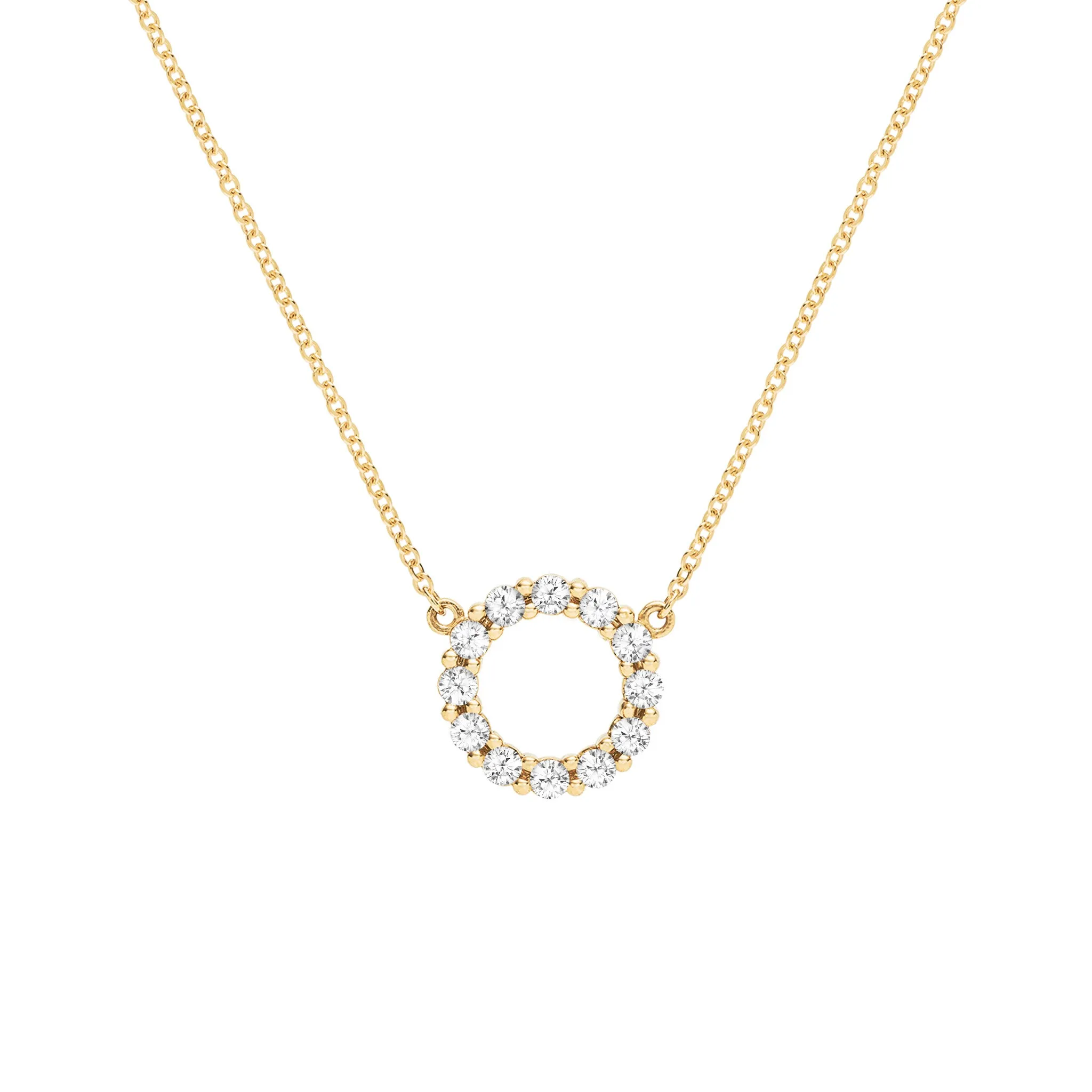 Rosecliff Small Circle White Topaz Necklace in 14k Gold (April) sold by Haverhill
