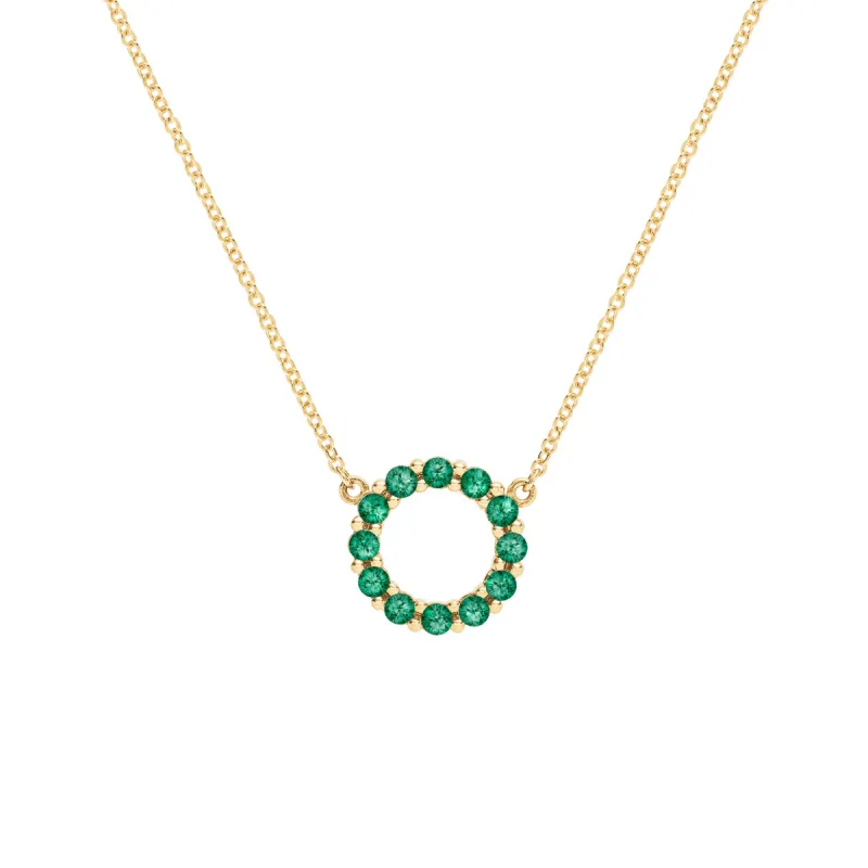 Rosecliff Small Circle Emerald Necklace in 14k Gold (May) sold by Haverhill