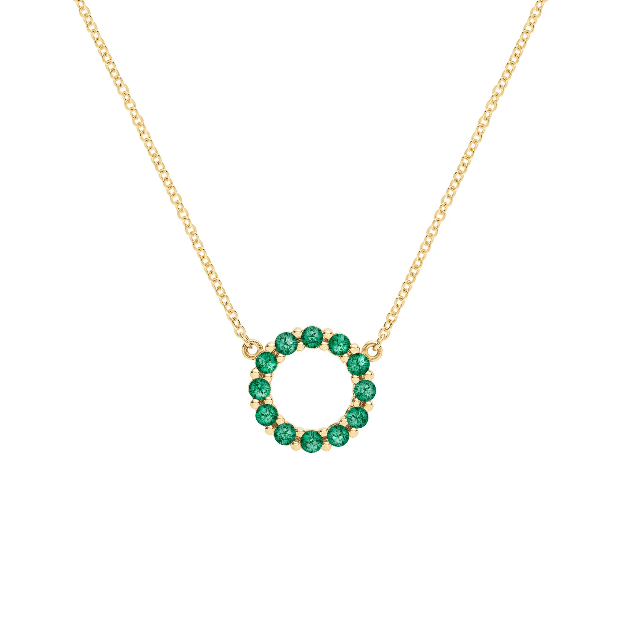 Rosecliff Small Circle Emerald Necklace in 14k Gold (May) sold by Haverhill