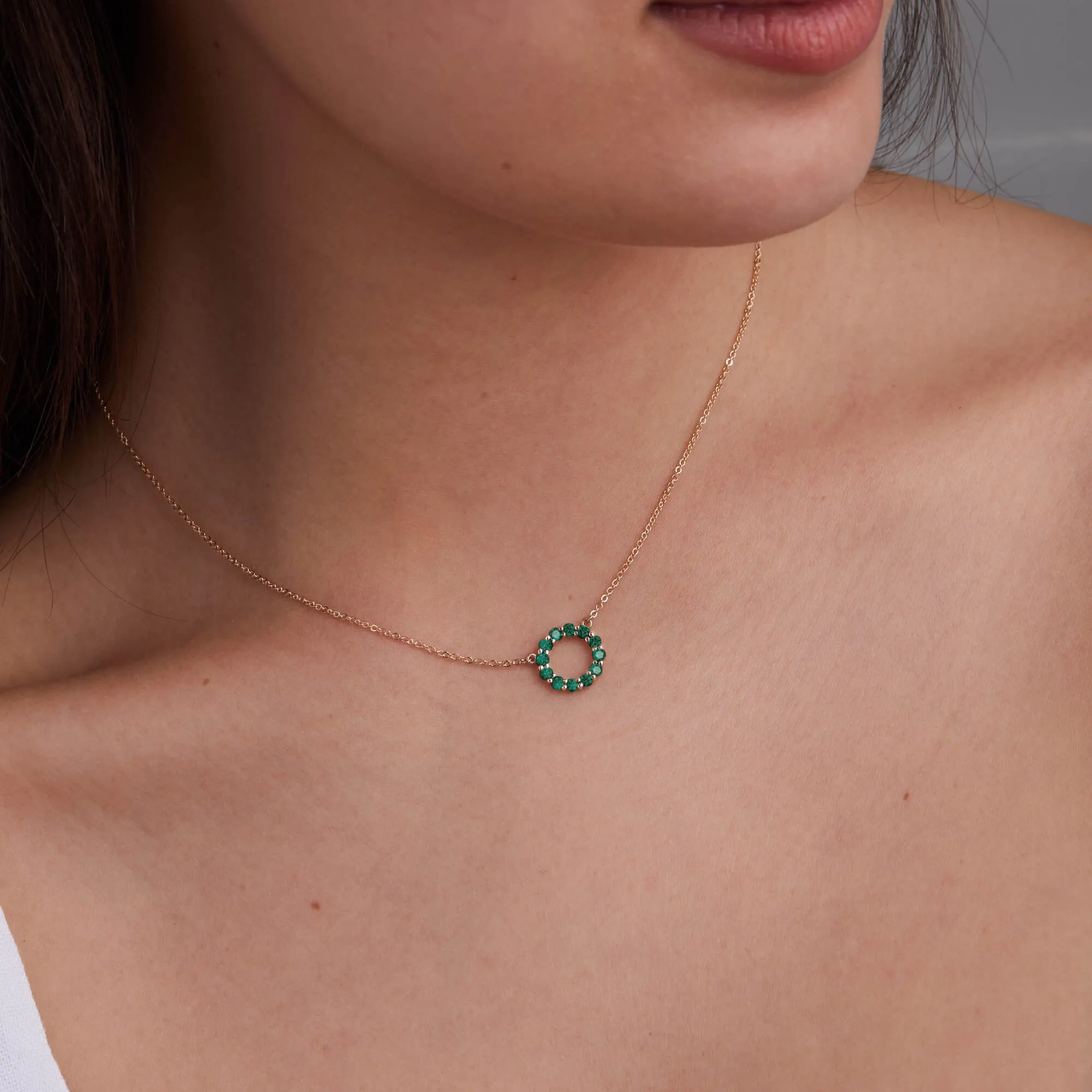 Rosecliff Small Circle Emerald Necklace in 14k Gold (May) sold by Haverhill product image thumbnail 3