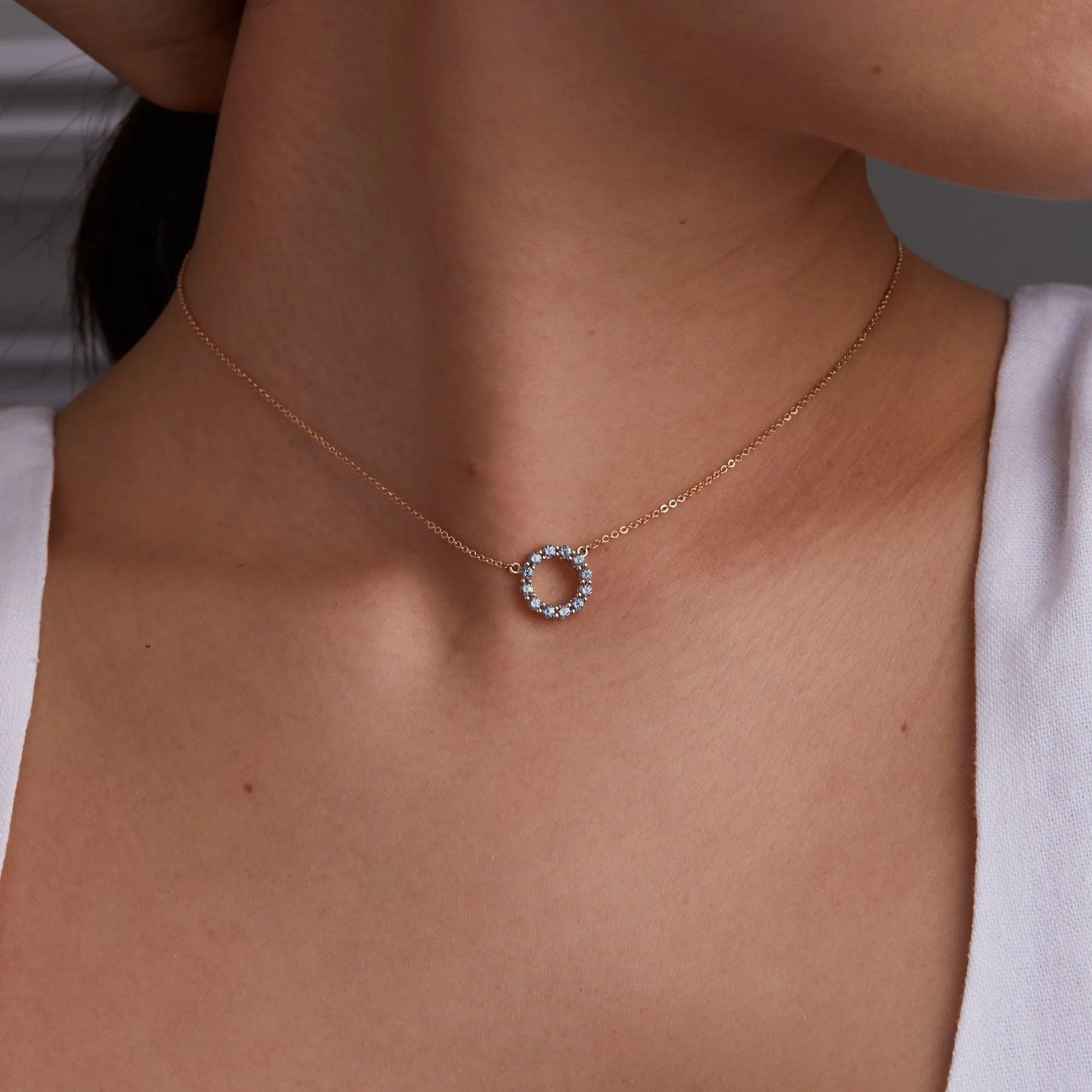 Rosecliff Small Circle Alexandrite Necklace in 14k Gold (June) sold by Haverhill product image thumbnail 3