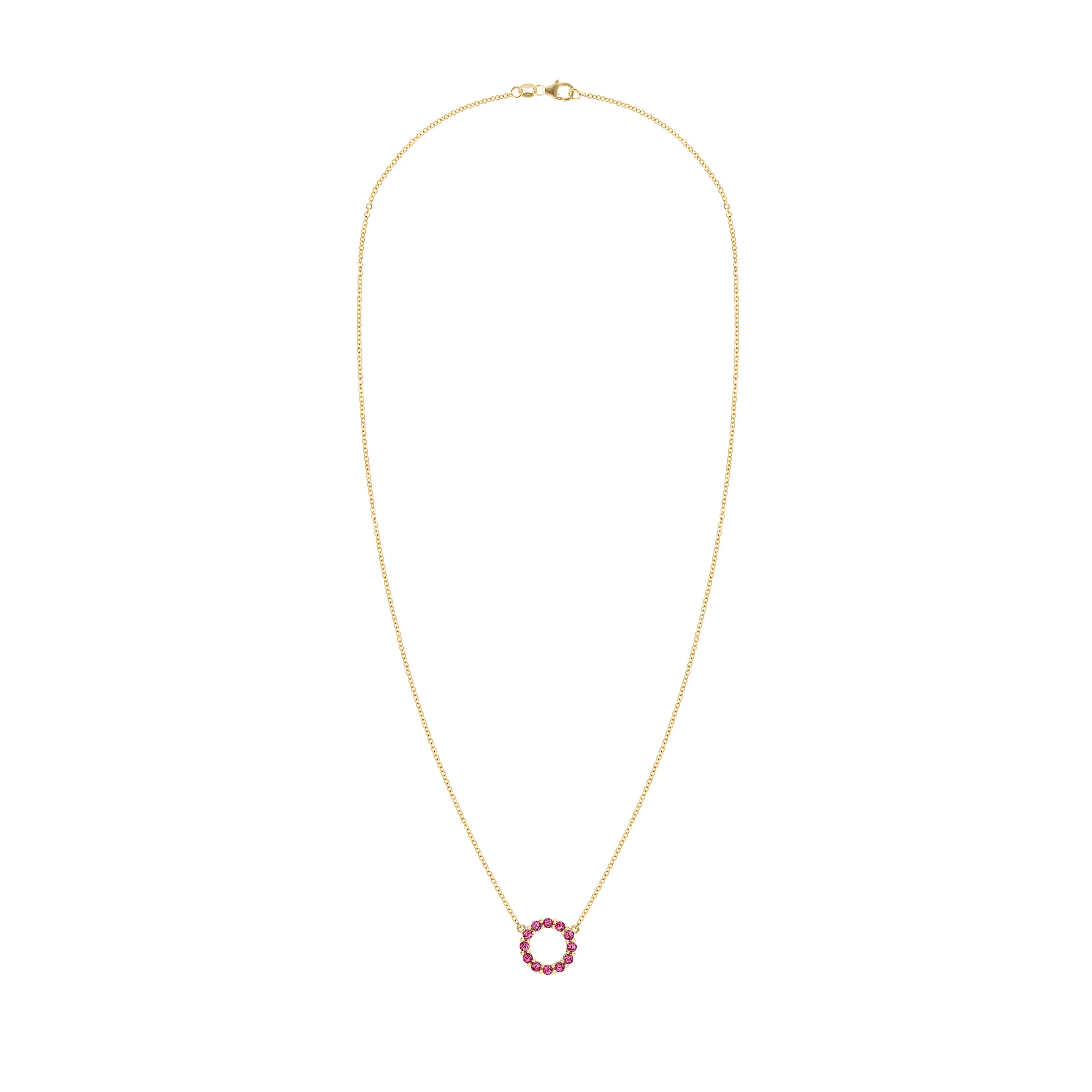 Rosecliff Small Circle Ruby Necklace in 14k Gold (July) sold by Haverhill product image thumbnail 5