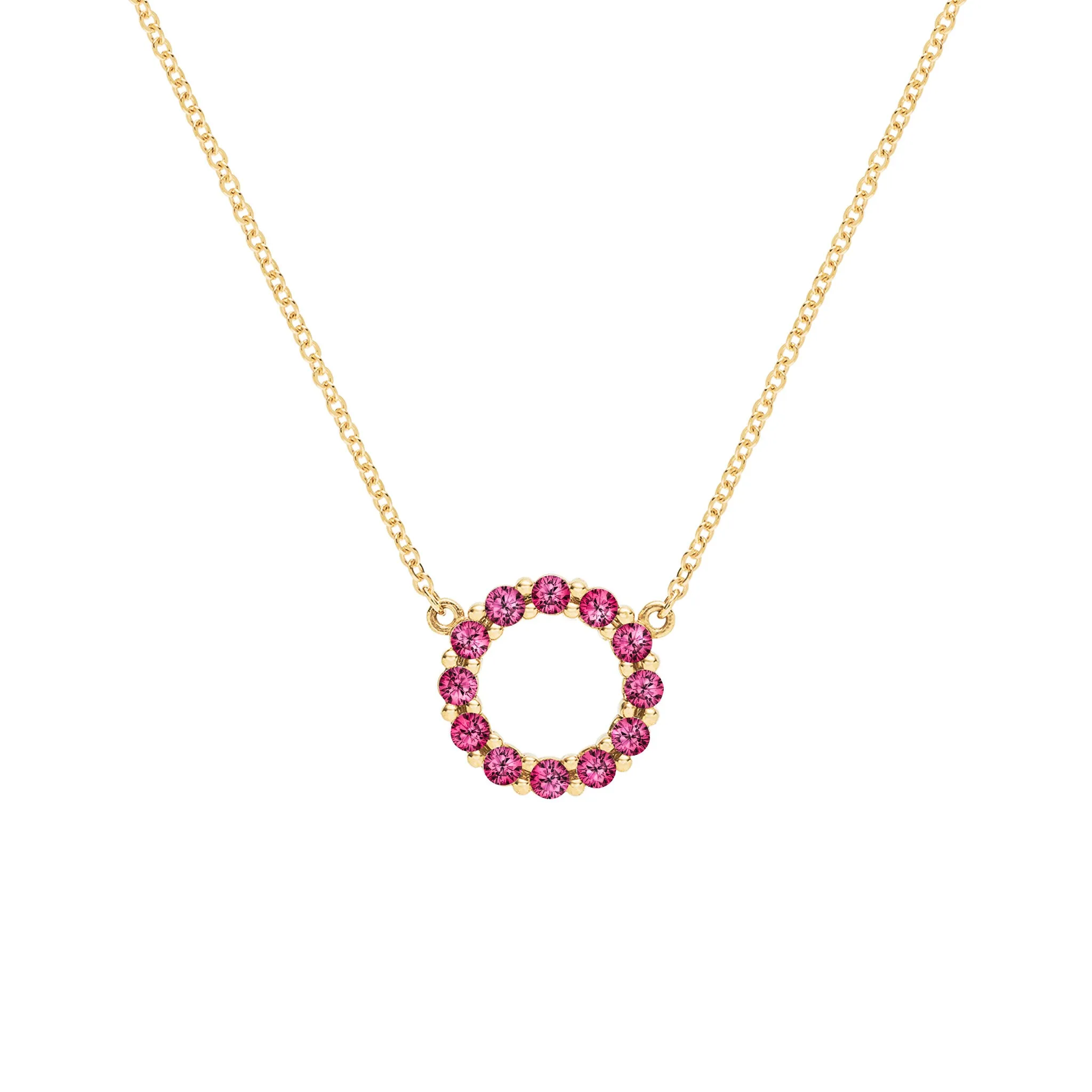 Rosecliff Small Circle Ruby Necklace in 14k Gold (July) sold by Haverhill