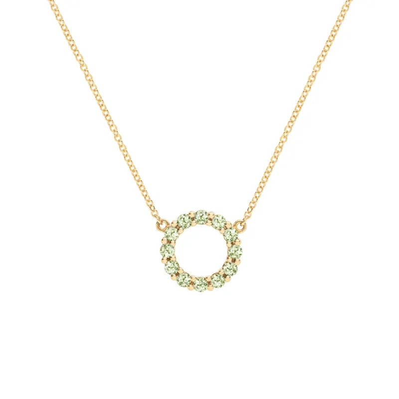 Rosecliff Small Circle Peridot Necklace in 14k Gold (August) sold by Haverhill
