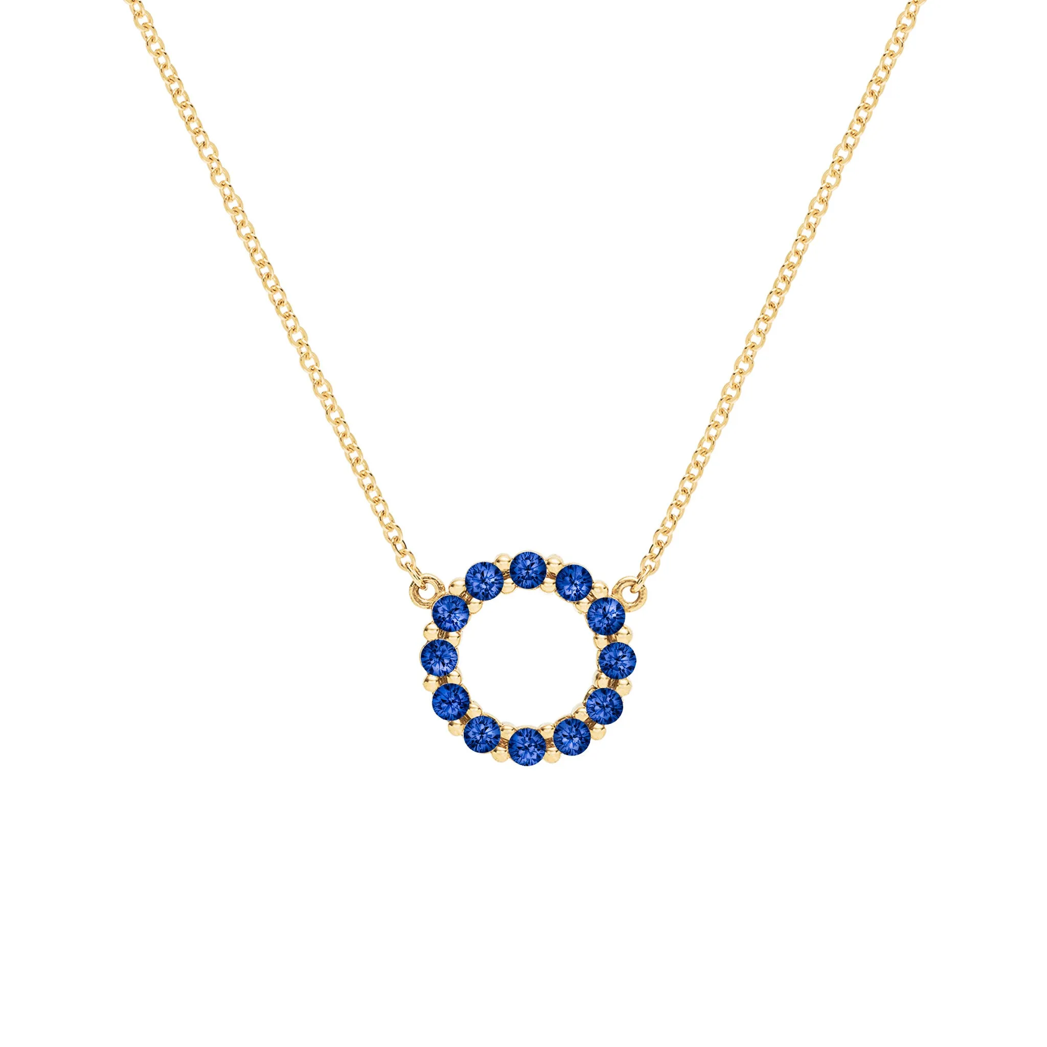 Rosecliff Small Circle Sapphire Necklace in 14k Gold (September) sold by Haverhill