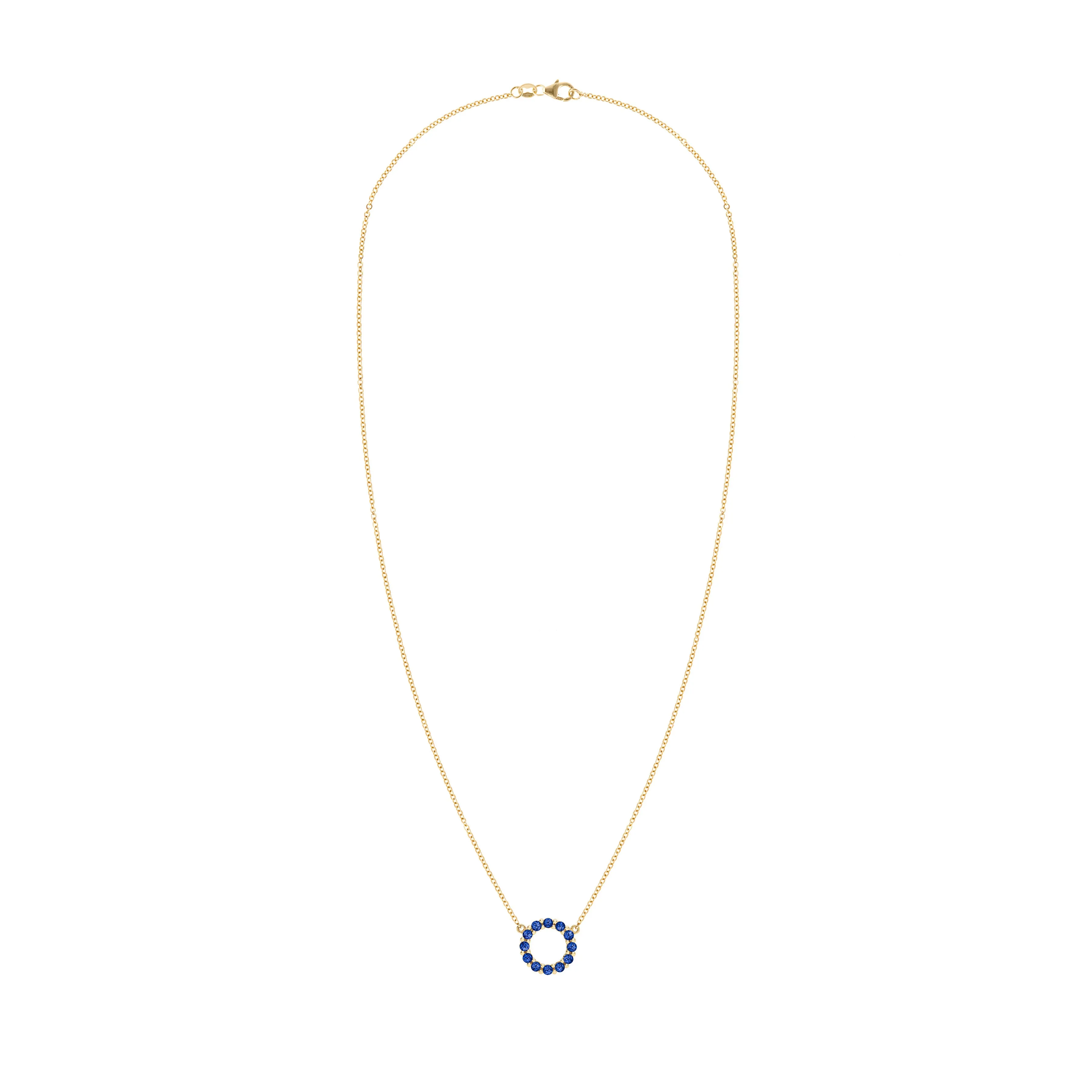 Rosecliff Small Circle Sapphire Necklace in 14k Gold (September) sold by Haverhill product image thumbnail 5