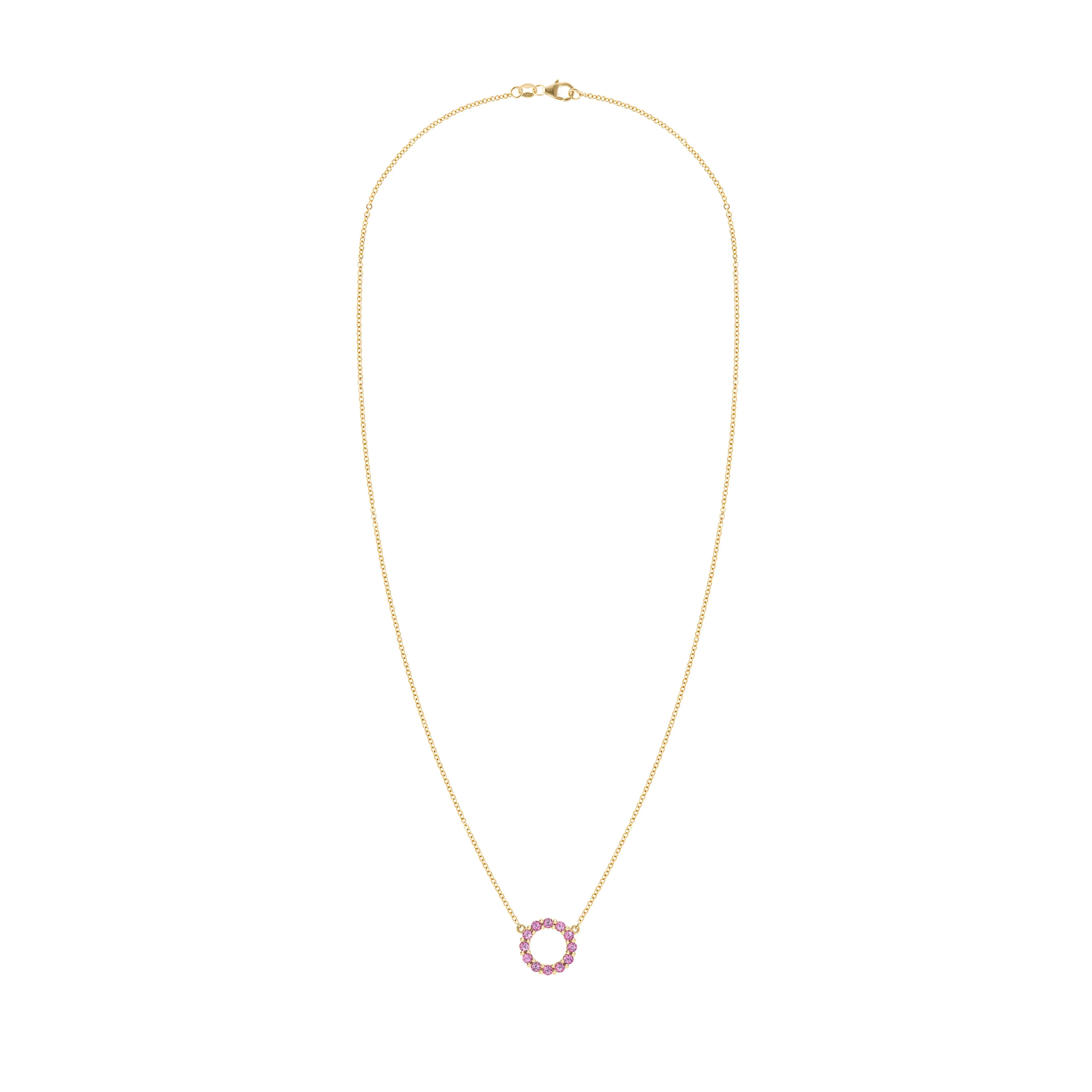 Rosecliff Small Circle Pink Sapphire Necklace in 14k Gold (October) sold by Haverhill product image thumbnail 5