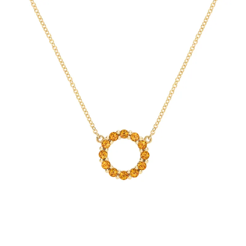 Rosecliff Small Circle Citrine Necklace in 14k Gold (November) sold by Haverhill