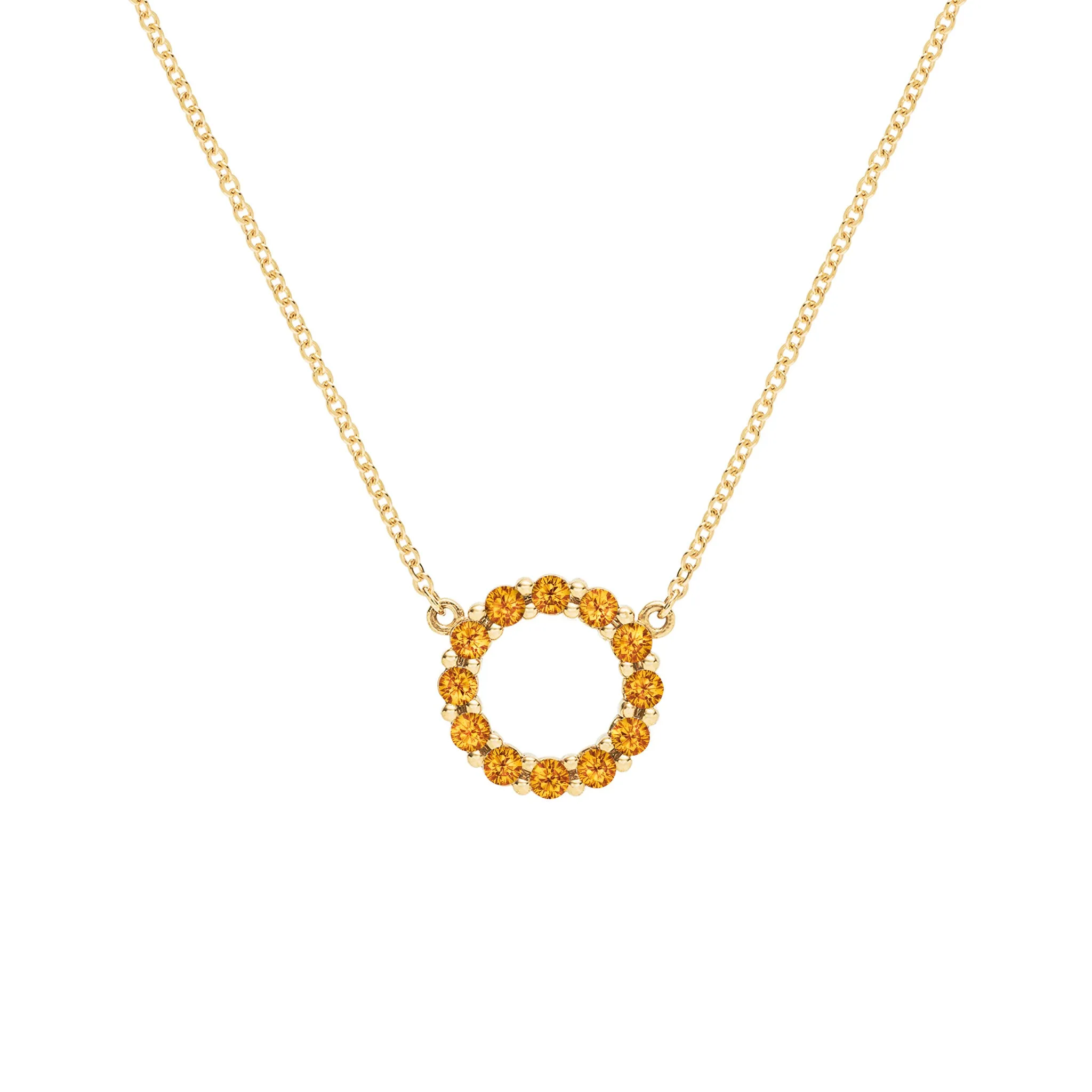 Rosecliff Small Circle Citrine Necklace in 14k Gold (November) sold by Haverhill