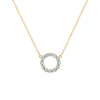 Rosecliff Small Circle Nantucket Blue Topaz Necklace in 14k Gold (December) sold by Haverhill
