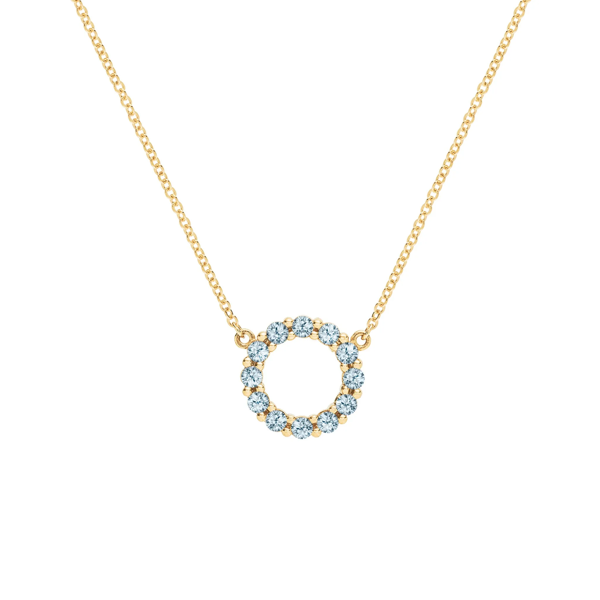 Rosecliff Small Circle Nantucket Blue Topaz Necklace in 14k Gold (December) sold by Haverhill