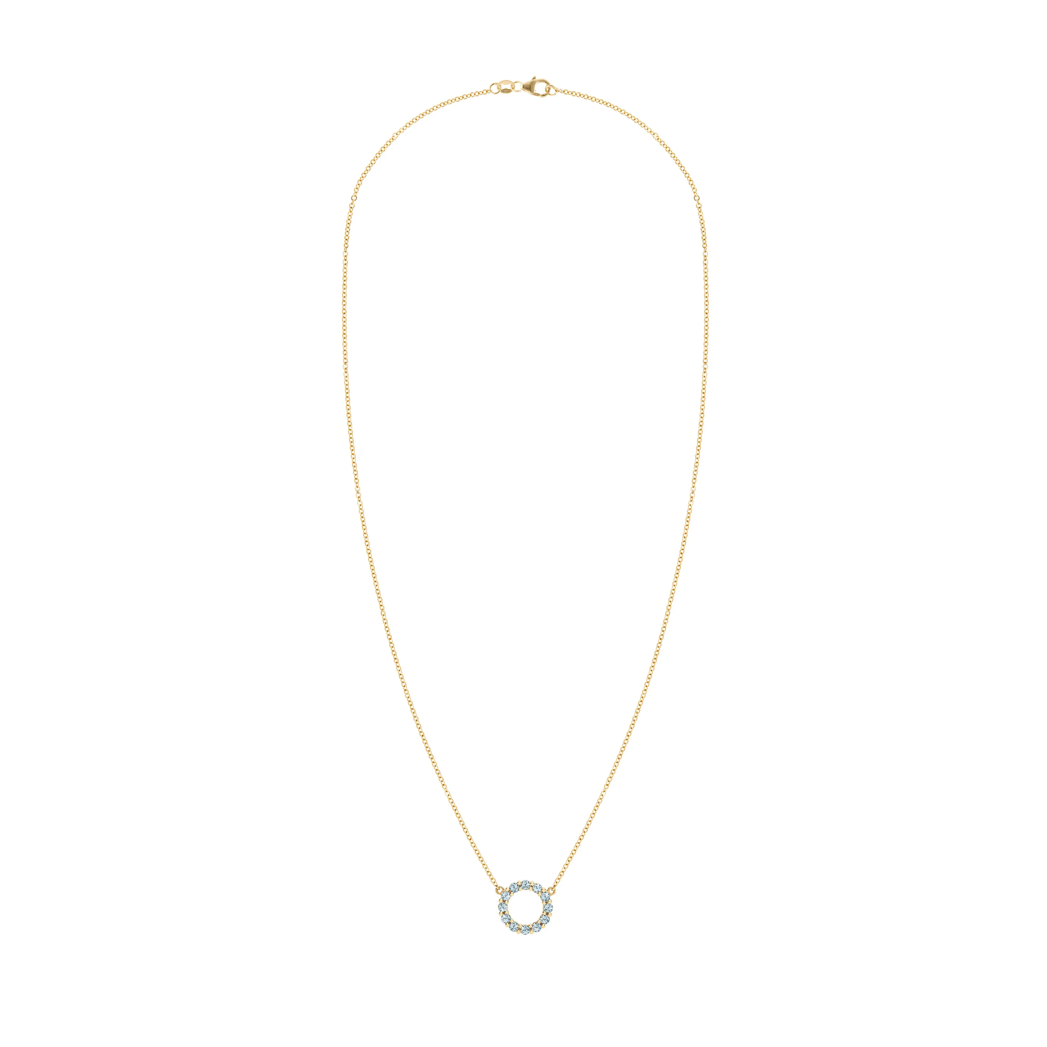 Rosecliff Small Circle Nantucket Blue Topaz Necklace in 14k Gold (December) sold by Haverhill product image thumbnail 5