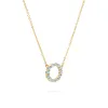 Rosecliff Small Circle Nantucket Blue Topaz Necklace in 14k Gold (December) sold by Haverhill