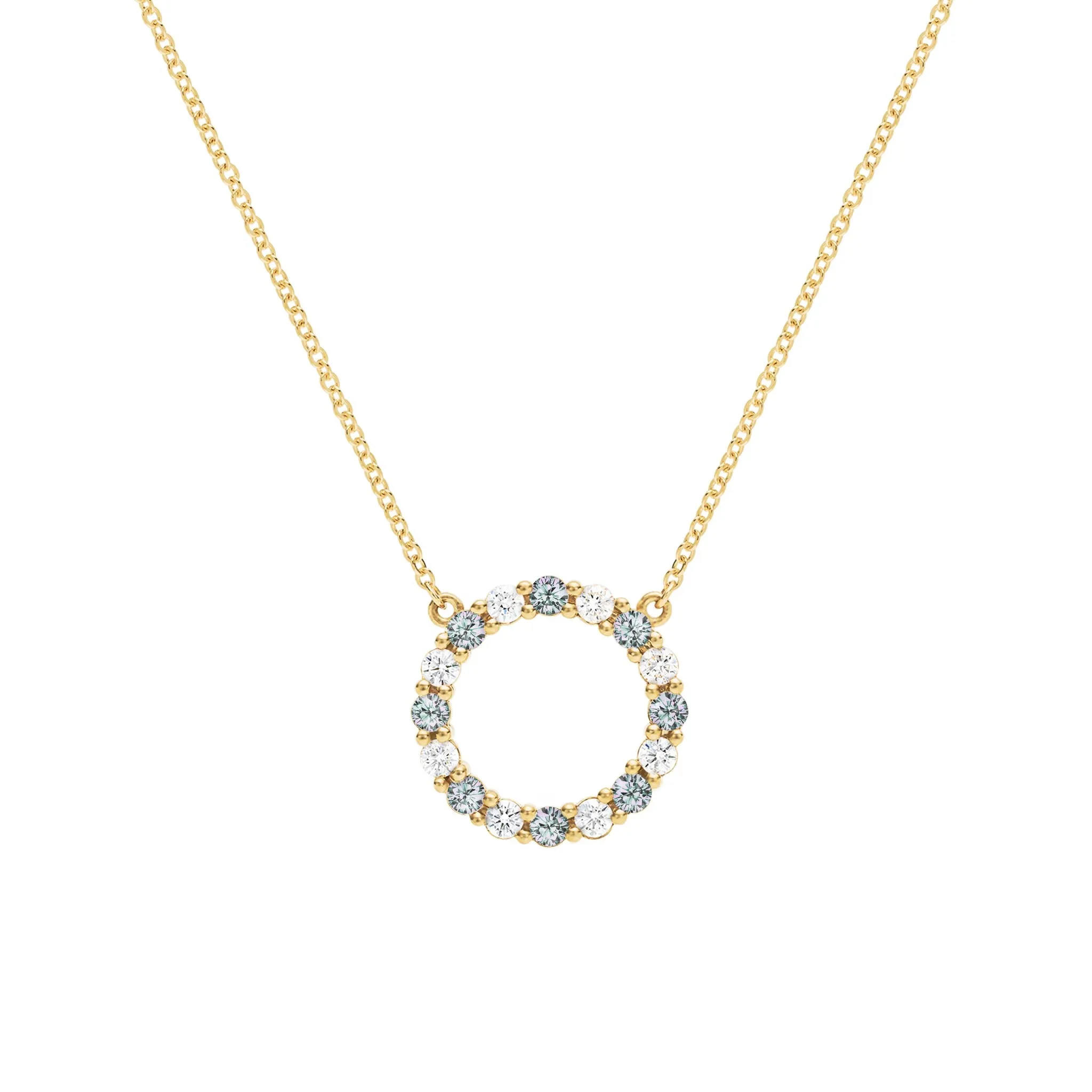 Rosecliff Circle Diamond & Alexandrite Necklace in 14k Gold (June) sold by Haverhill