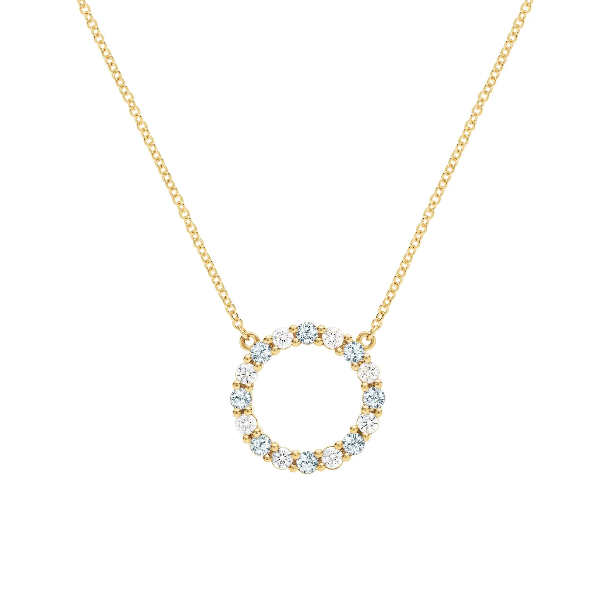 Rosecliff Circle Diamond & Aquamarine Necklace in 14k Gold (March) sold by Haverhill