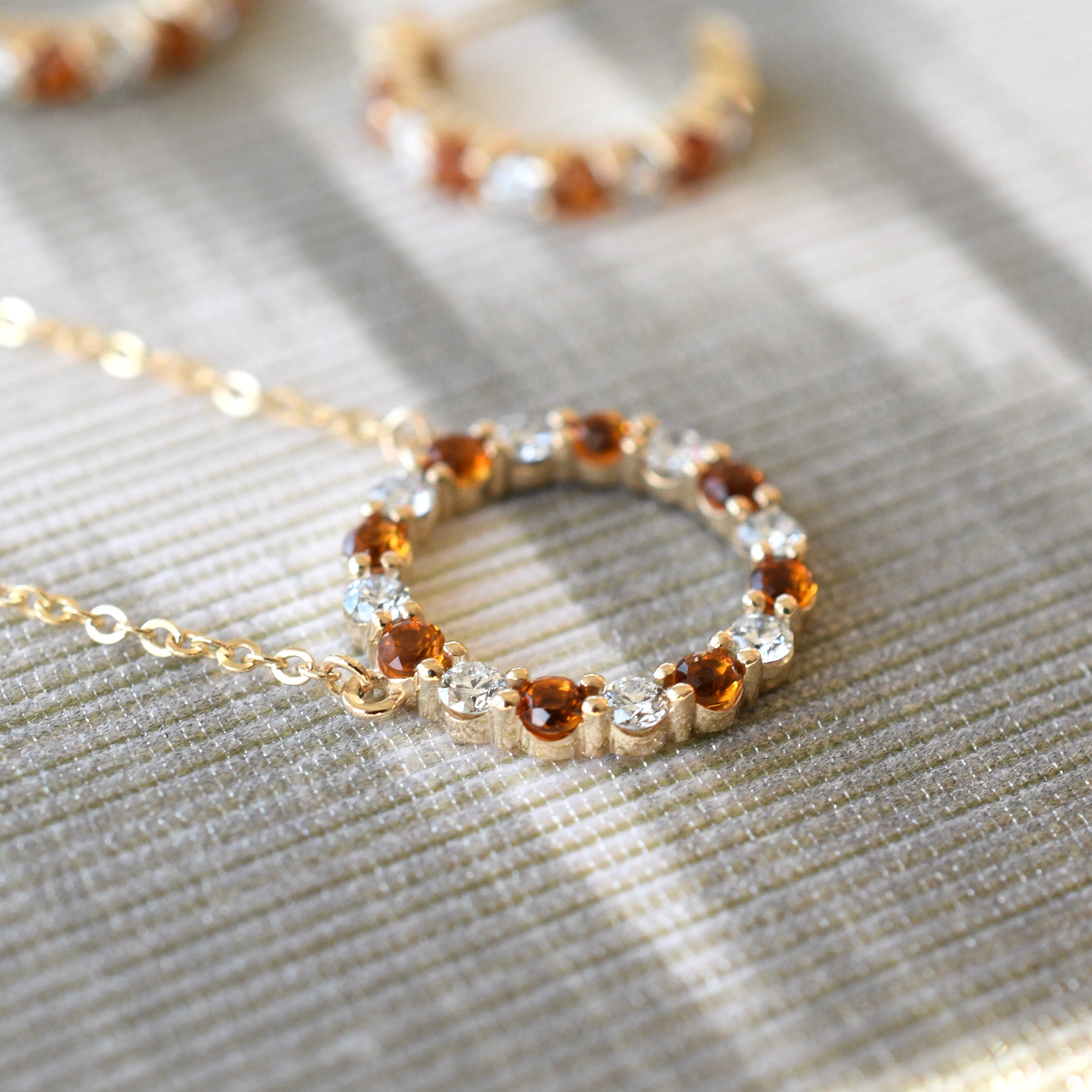 Rosecliff Circle Diamond & Citrine Necklace in 14k Gold (November) sold by Haverhill product image thumbnail 3