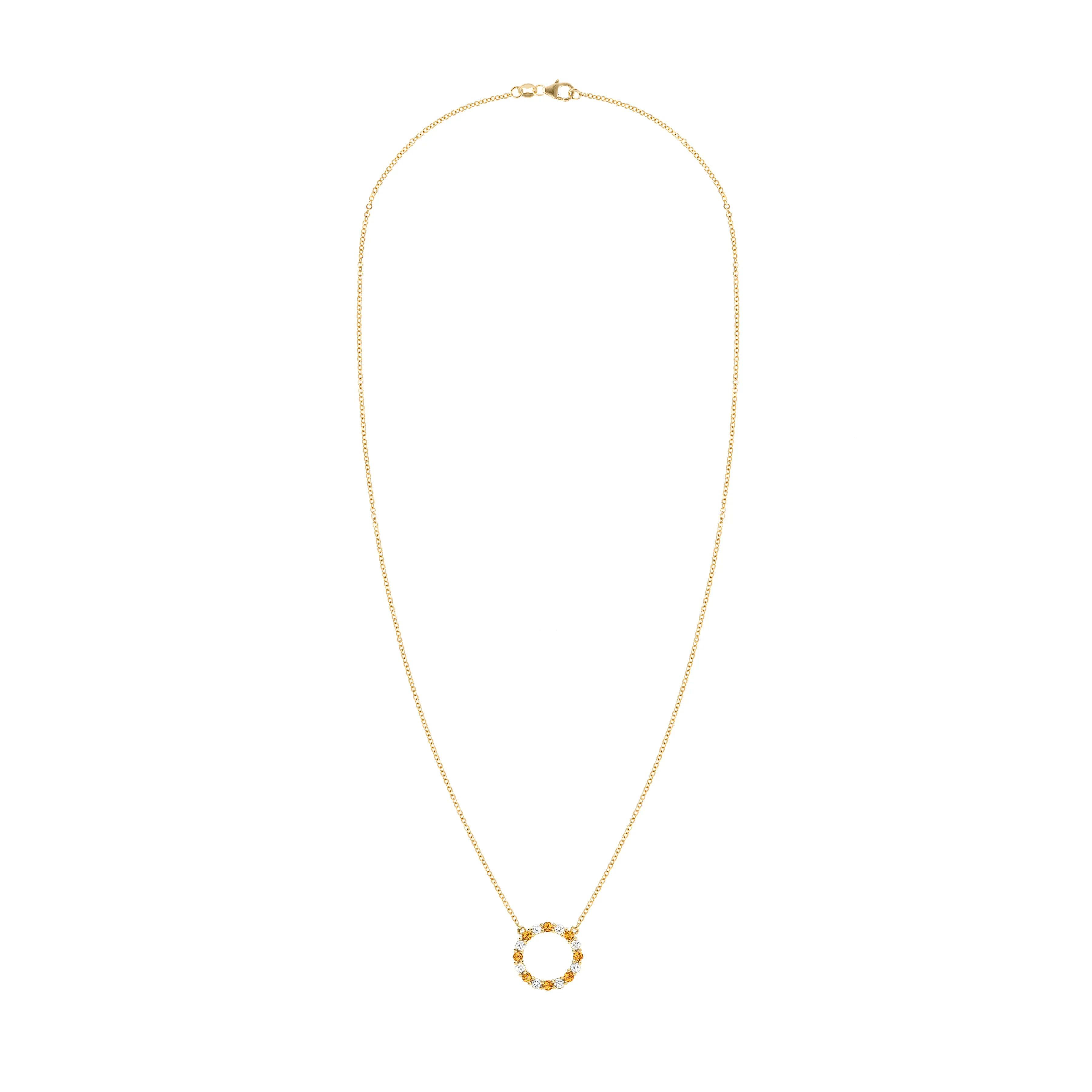 Rosecliff Circle Diamond & Citrine Necklace in 14k Gold (November) sold by Haverhill product image thumbnail 4