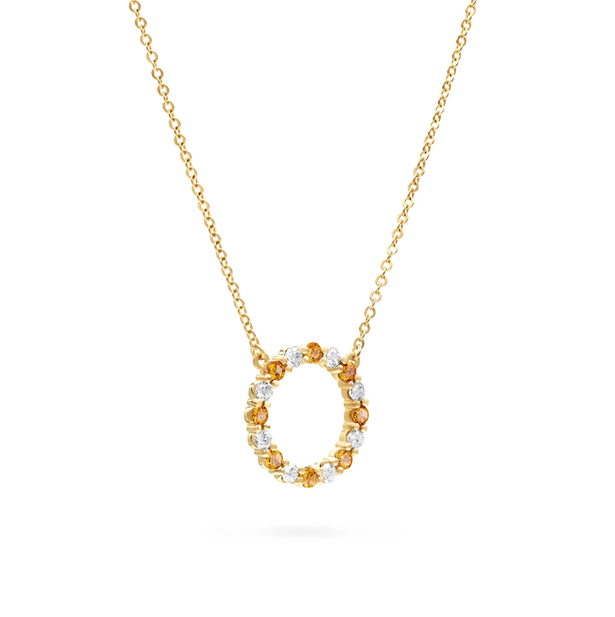 Rosecliff Circle Diamond & Citrine Necklace in 14k Gold (November) sold by Haverhill product image thumbnail 5