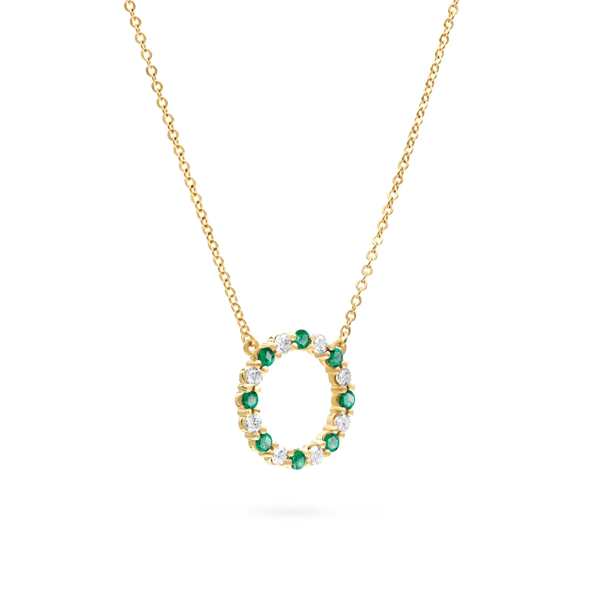 Rosecliff Circle Diamond & Emerald Necklace in 14k Gold (May) sold by Haverhill product image thumbnail 4