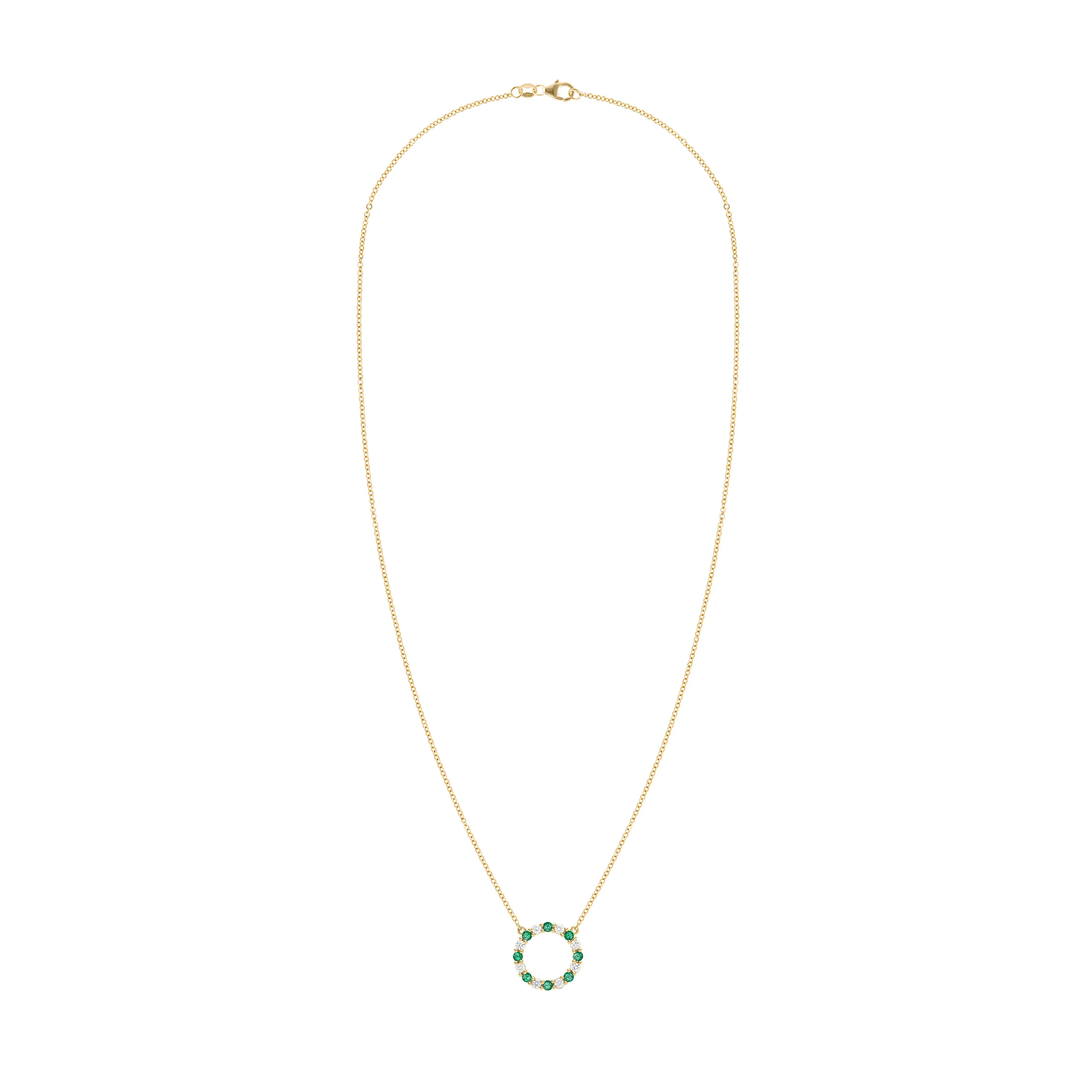 Rosecliff Circle Diamond & Emerald Necklace in 14k Gold (May) sold by Haverhill product image thumbnail 5
