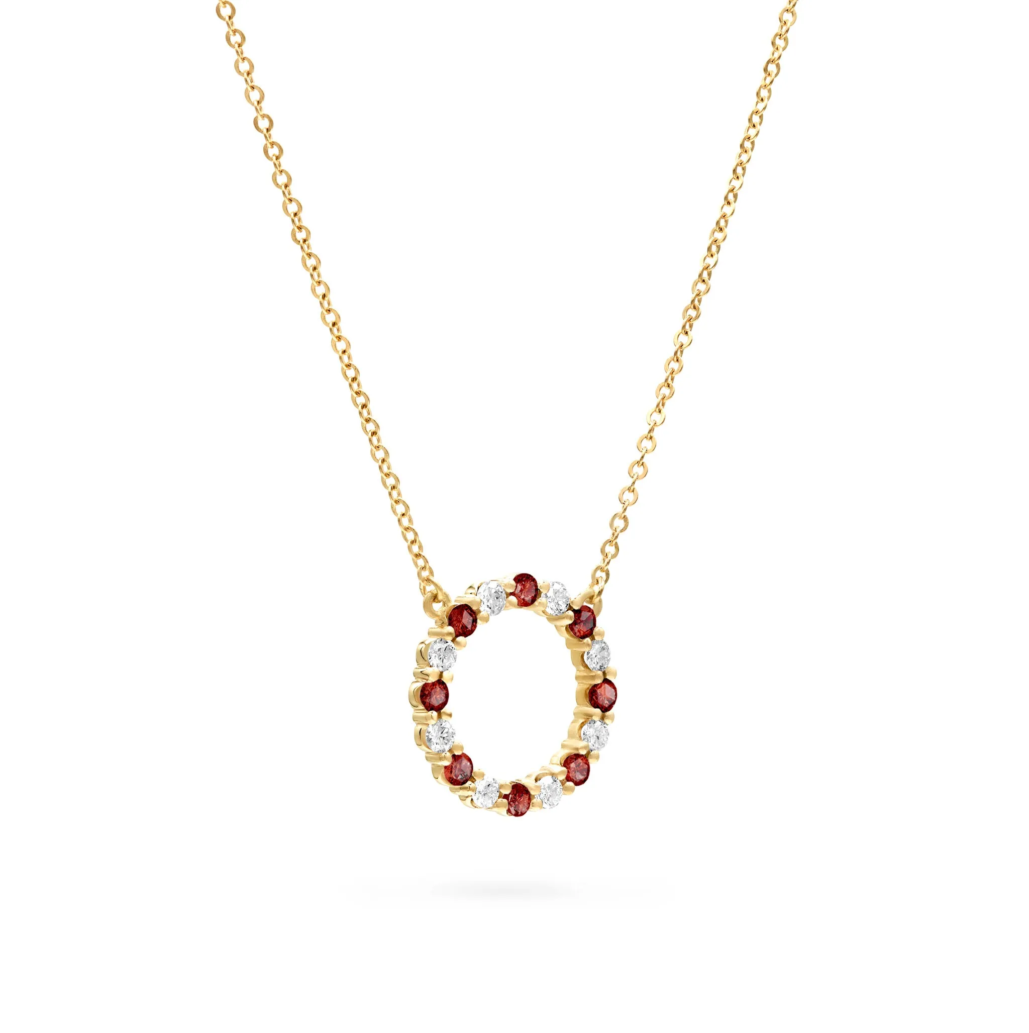 Rosecliff Circle Diamond & Garnet Necklace in 14k Gold (January) sold by Haverhill product image thumbnail 4