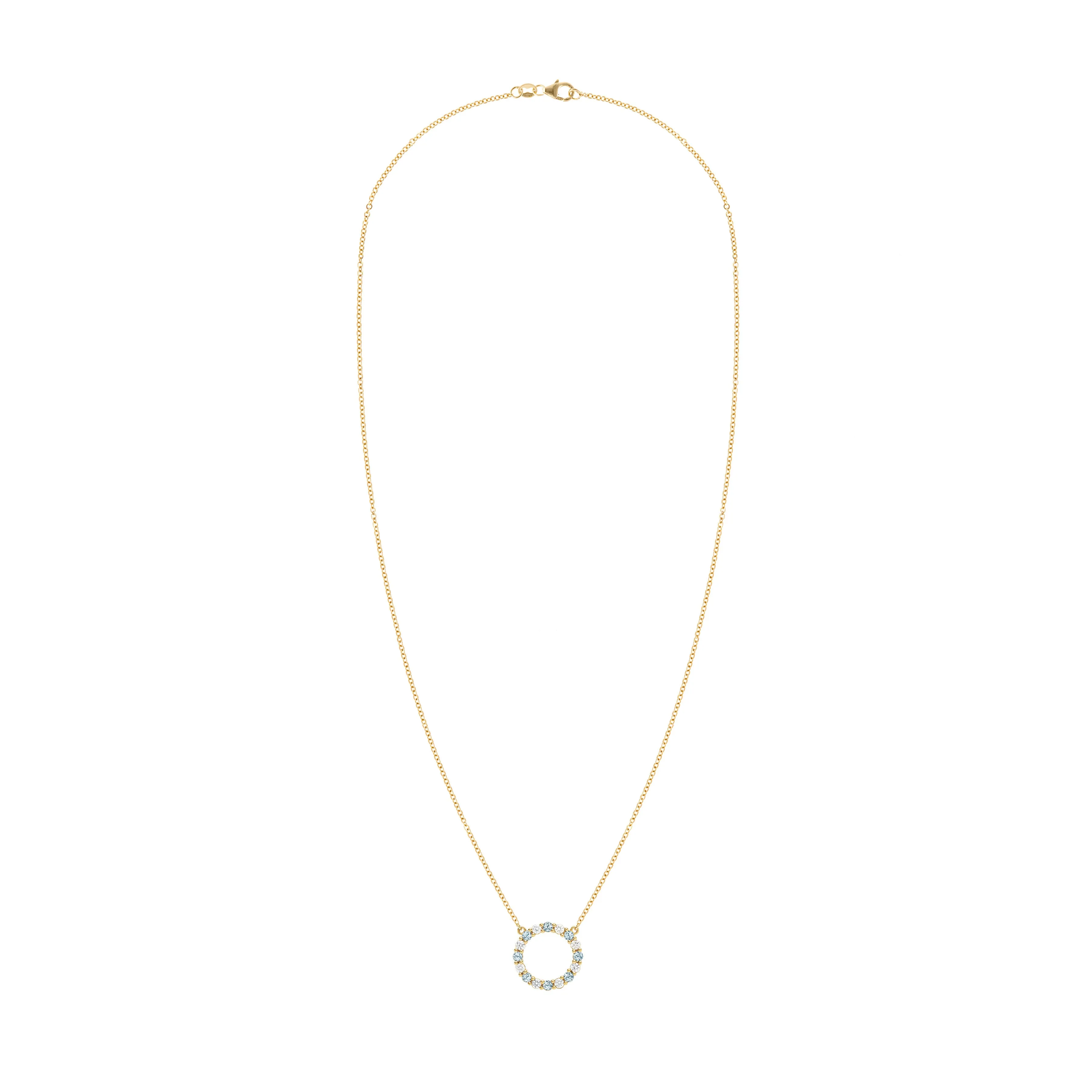 Rosecliff Circle Diamond & Nantucket Blue Topaz Necklace in 14k Gold (December) sold by Haverhill product image thumbnail 5