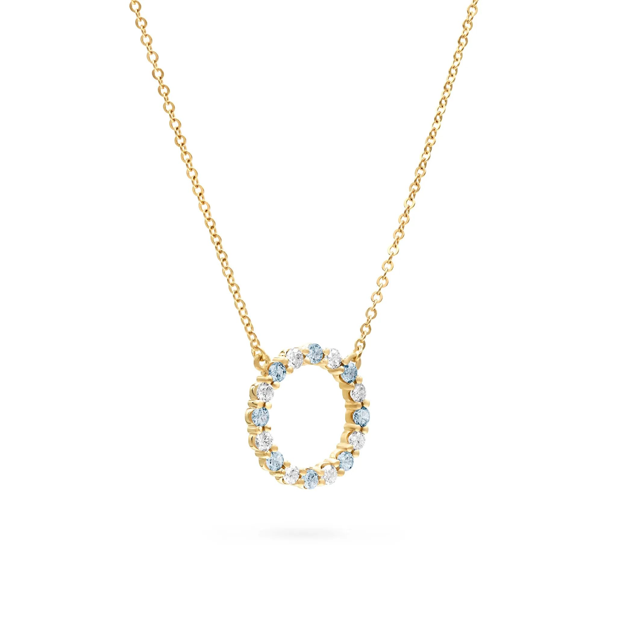 Rosecliff Circle Diamond & Nantucket Blue Topaz Necklace in 14k Gold (December) sold by Haverhill product image thumbnail 4