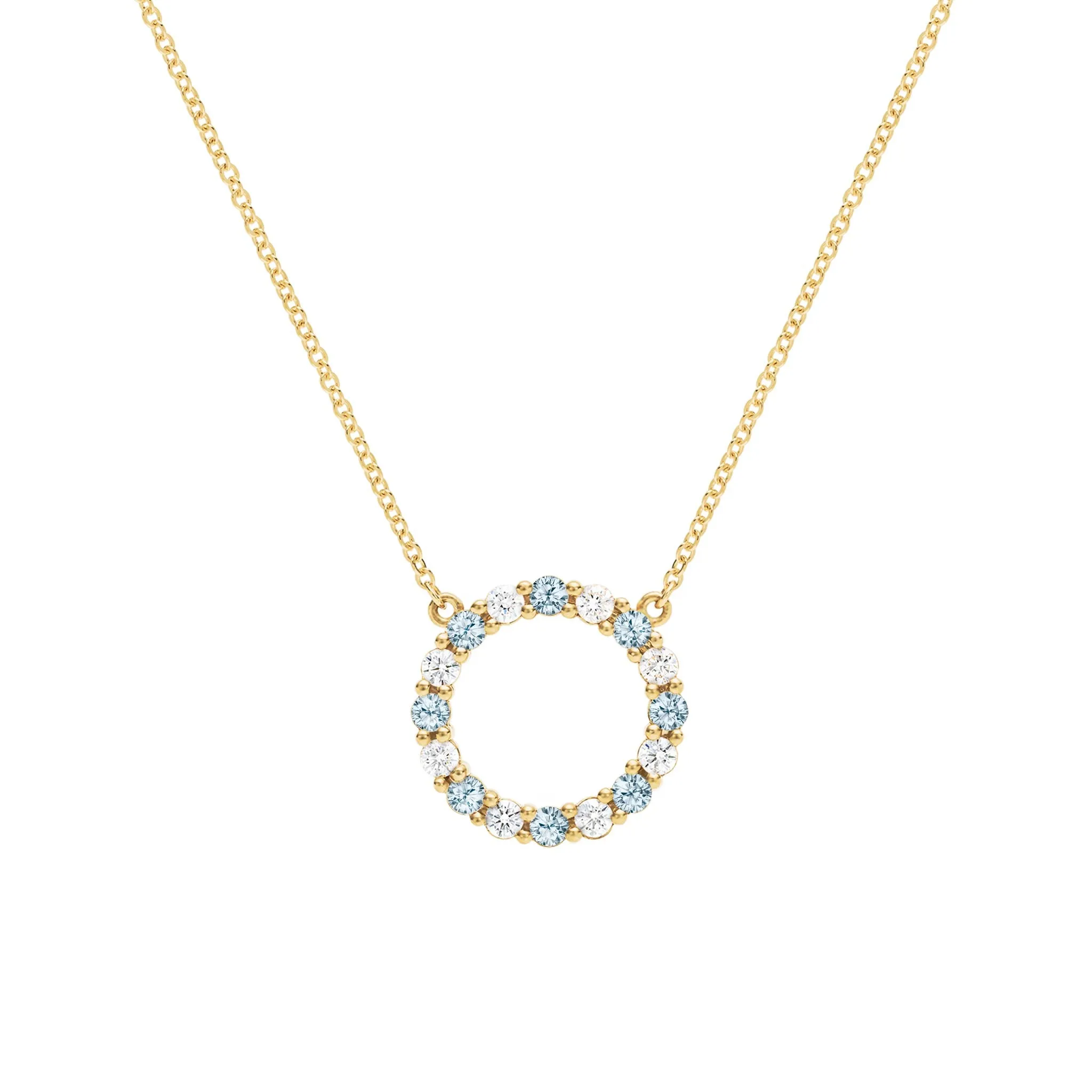 Rosecliff Circle Diamond & Nantucket Blue Topaz Necklace in 14k Gold (December) sold by Haverhill