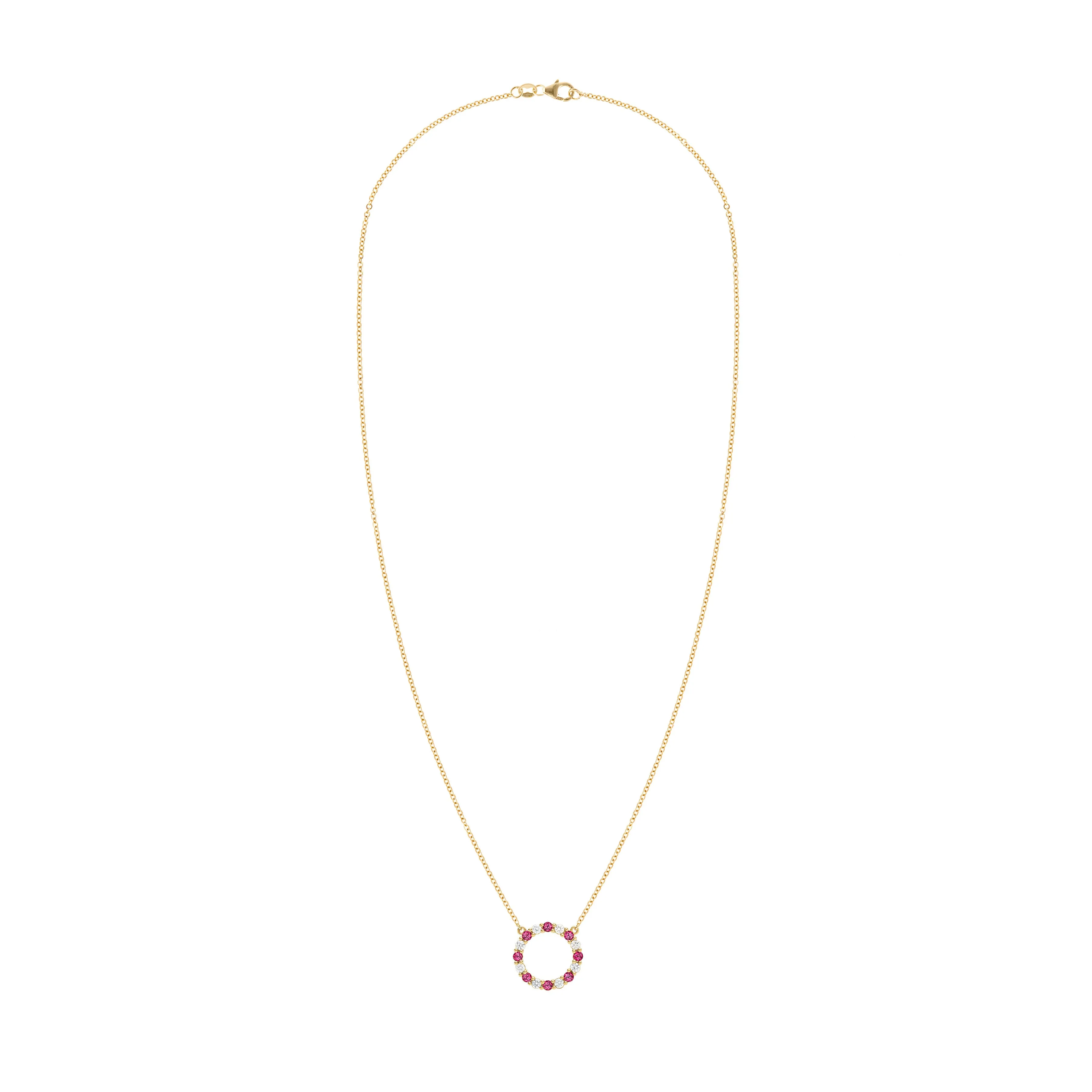 Rosecliff Circle Diamond & Ruby Necklace in 14k Gold (July) sold by Haverhill product image thumbnail 5