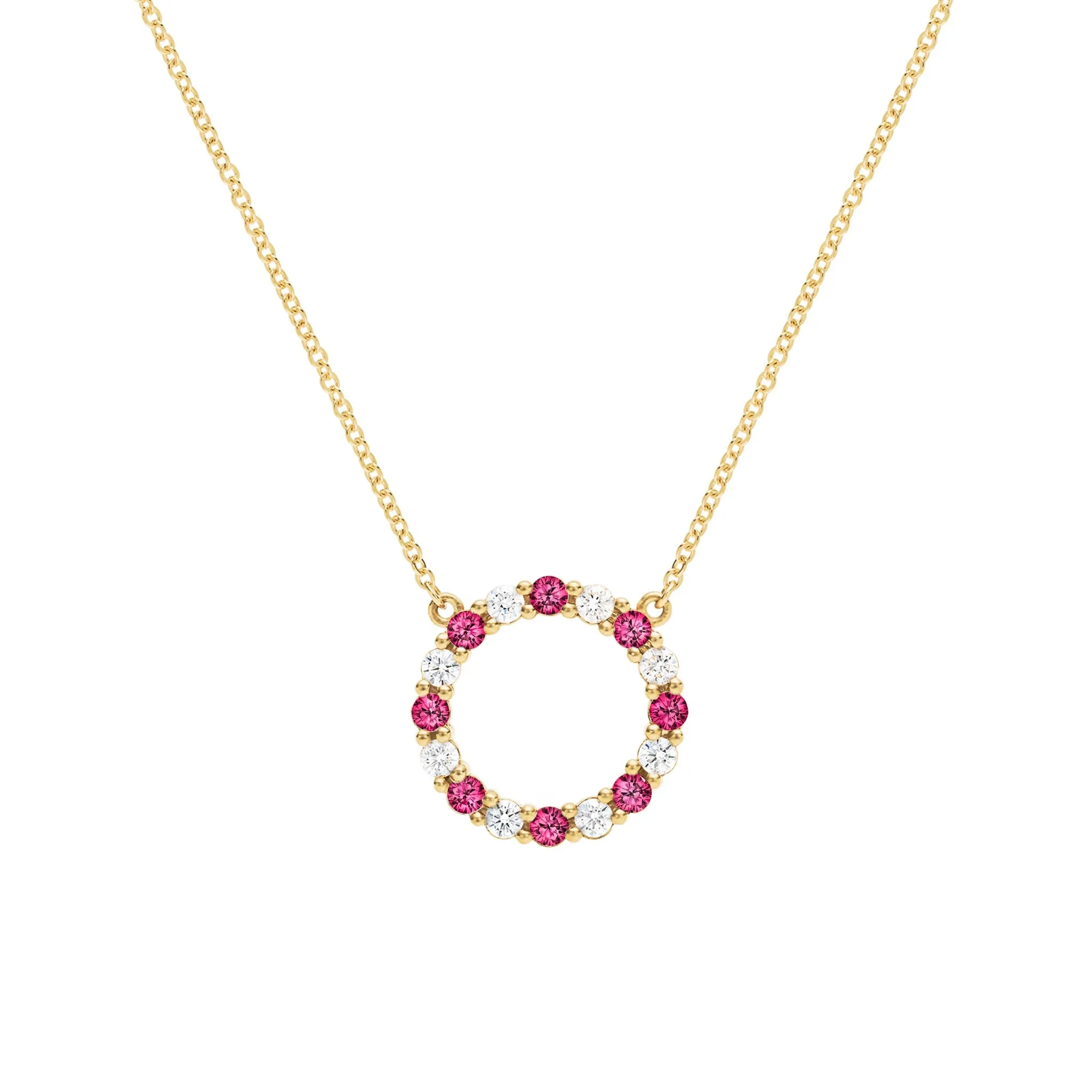 Rosecliff Circle Diamond & Ruby Necklace in 14k Gold (July) sold by Haverhill