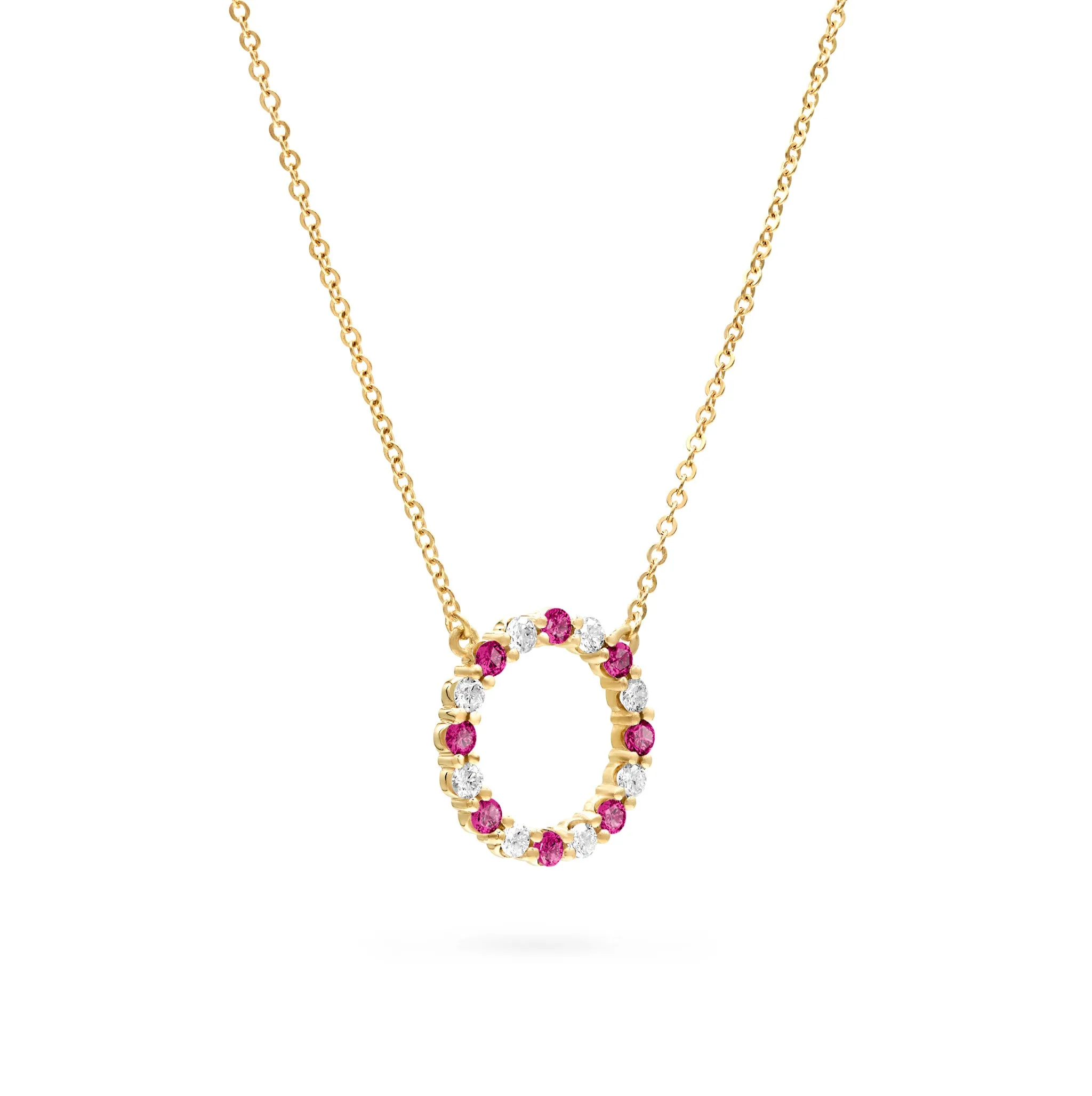Rosecliff Circle Diamond & Ruby Necklace in 14k Gold (July) sold by Haverhill product image thumbnail 4