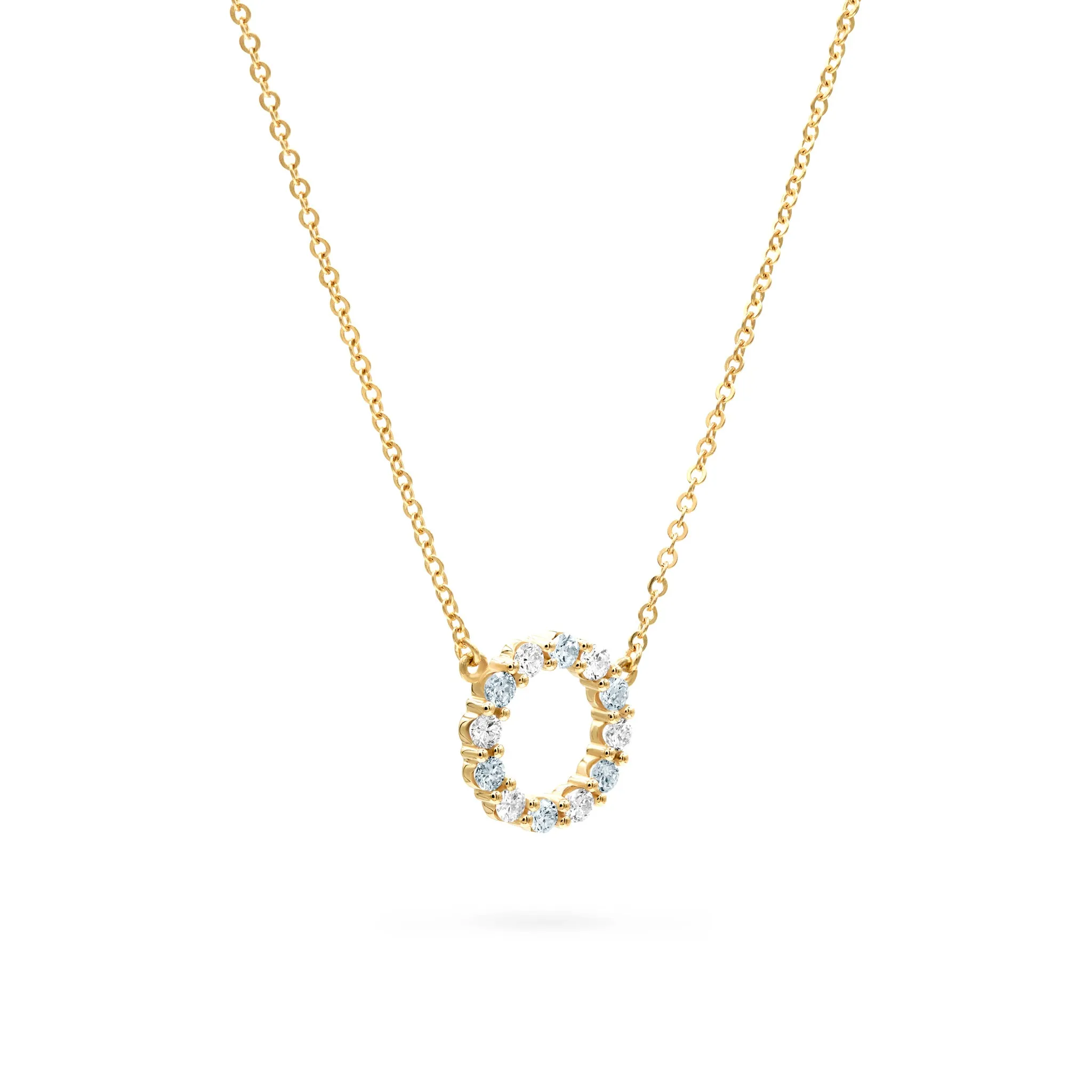 Rosecliff Small Circle Diamond & Aquamarine Necklace in 14k Gold (March) sold by Haverhill product image thumbnail 4
